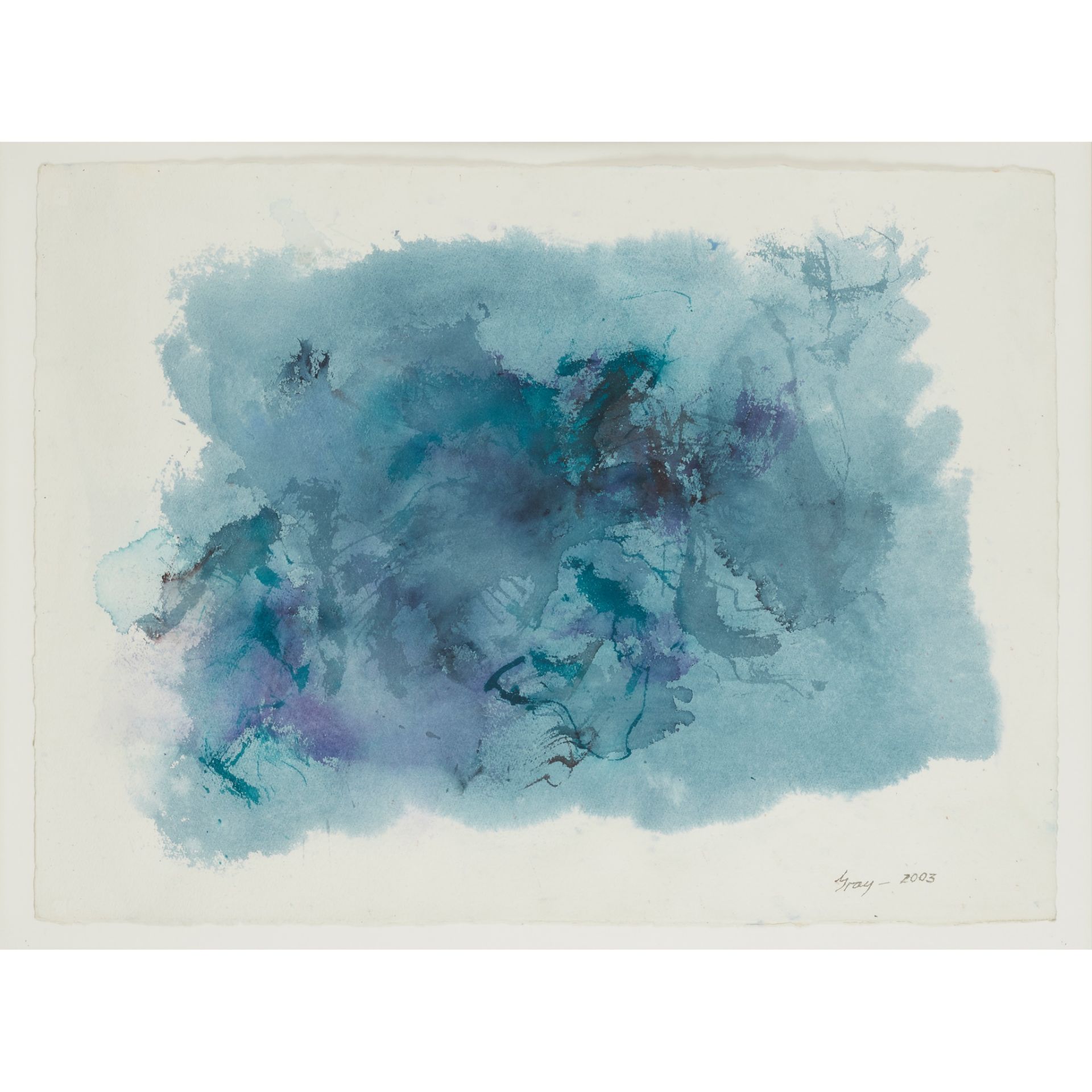 § CLEVE GRAY (AMERICAN 1918-2004) UNTITLED ABSTRACT (BLUE), 2003