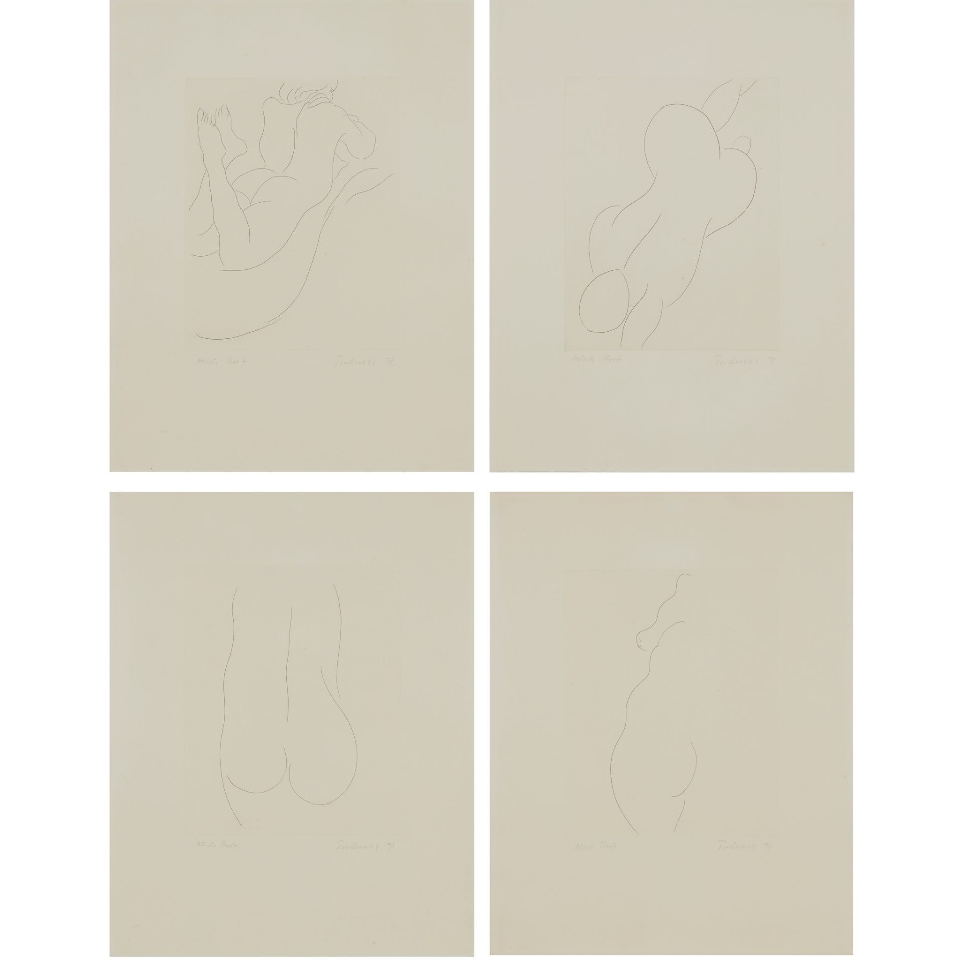 § WILLIAM TURNBULL (SCOTTISH 1922-2012) FOUR BACKS (SET OF FOUR) - 1971