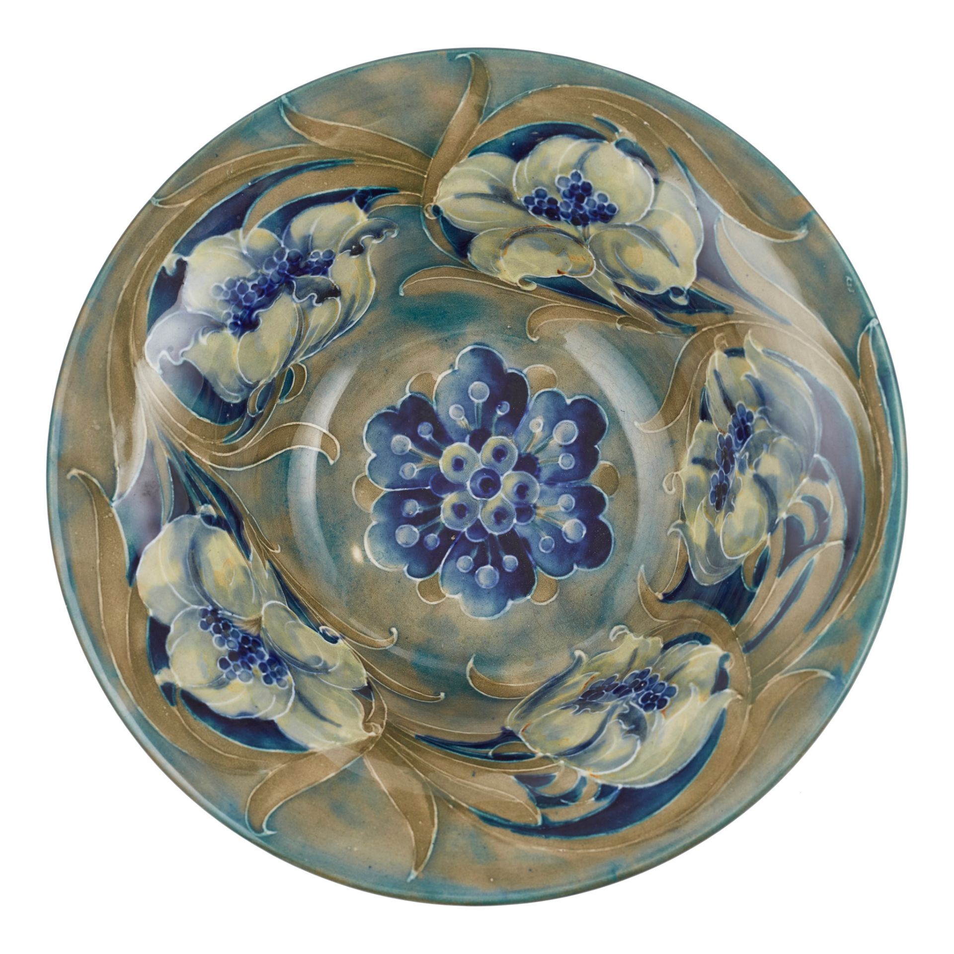 WILLIAM MOORCROFT (1872-1945) FOR MOORCROFT POTTERY 'LATE FLORIAN' FOOTED BOWL, CIRCA 1920