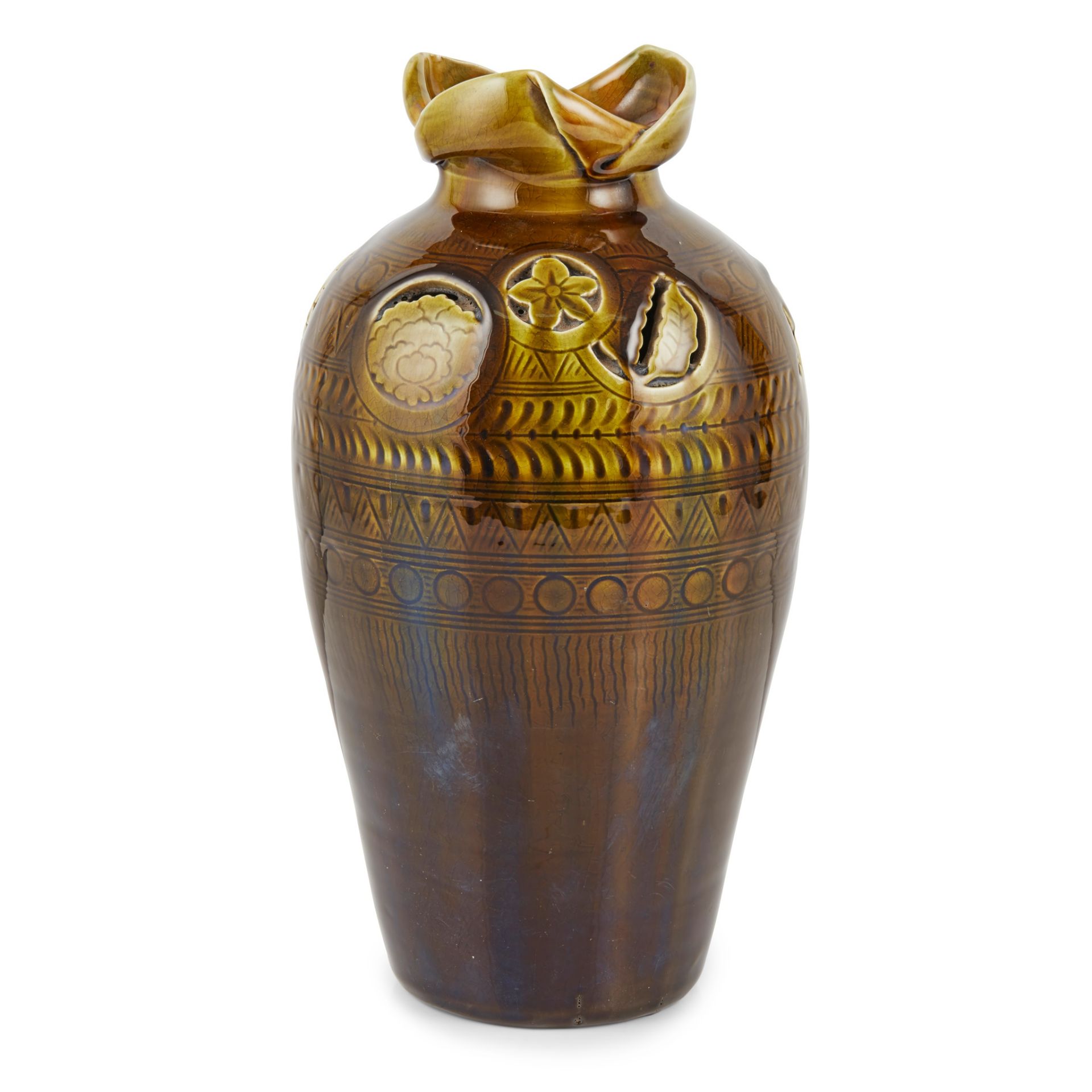 CHRISTOPHER DRESSER (1834-1904) FOR LINTHORPE ART POTTERY SHOULDERED VASE, CIRCA 1880