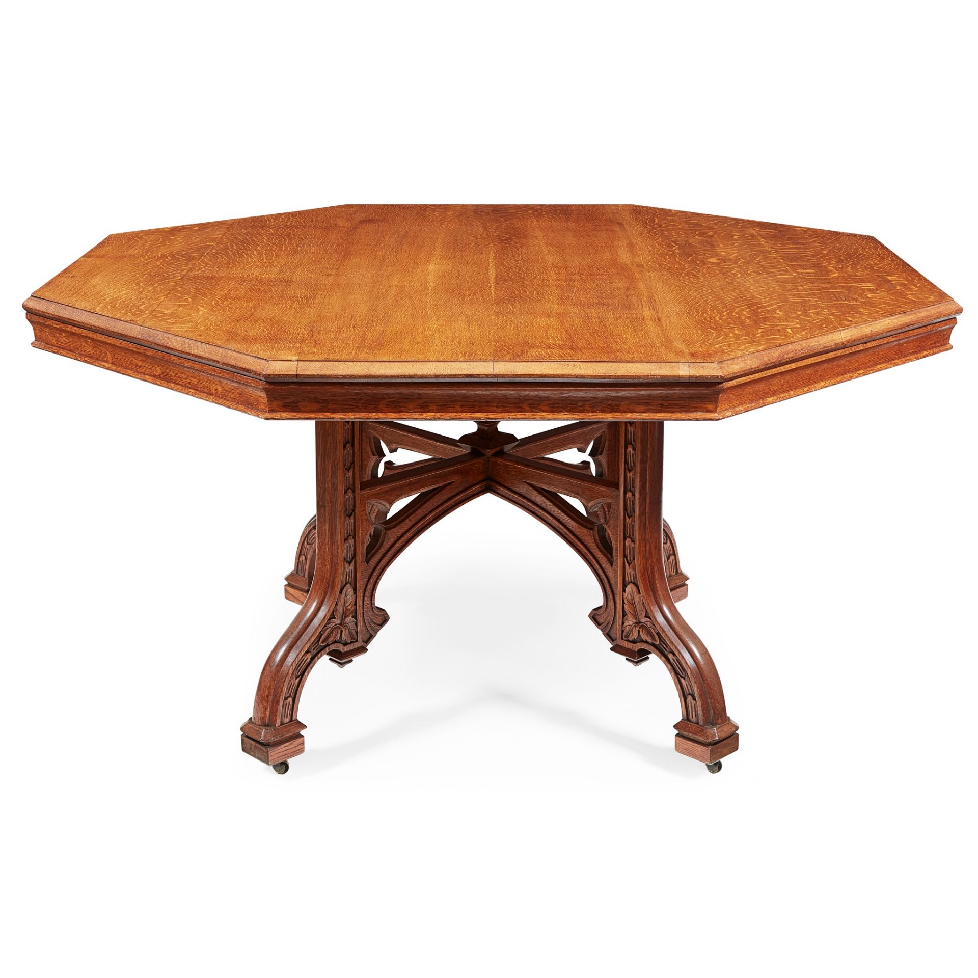 ENGLISH SCHOOL GOTHIC REVIVAL CENTRE TABLE, CIRCA 1870