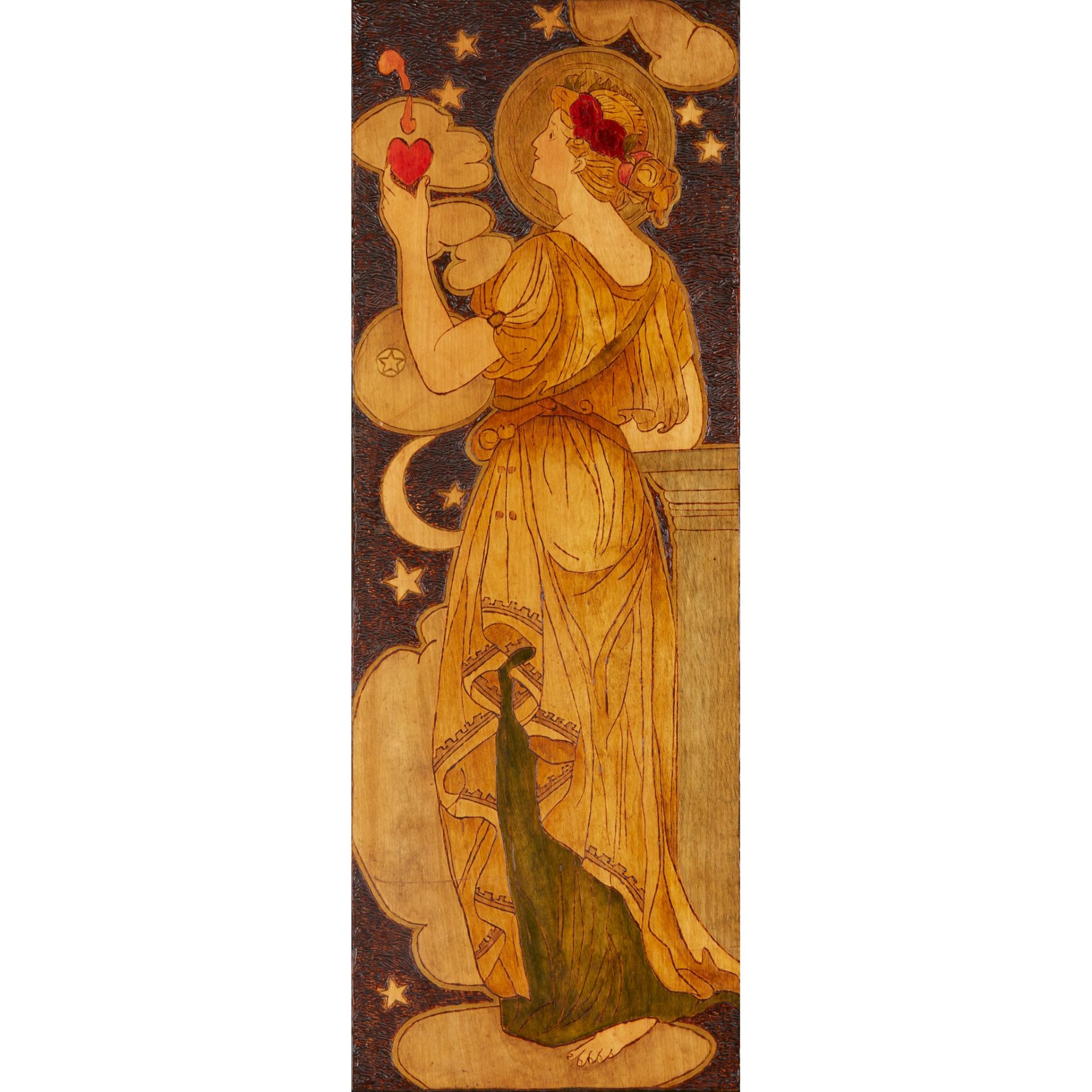 SCOTTISH SCHOOL NIGHT & DAY, PAIR OF ART NOUVEAU PANELS, CIRCA 1910 - Bild 4 aus 7