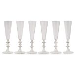 MANNER OF JAMES POWELL AND SONS, WHITEFRIARS SET OF TWELVE CHAMPAGNE FLUTES, CIRCA 1900