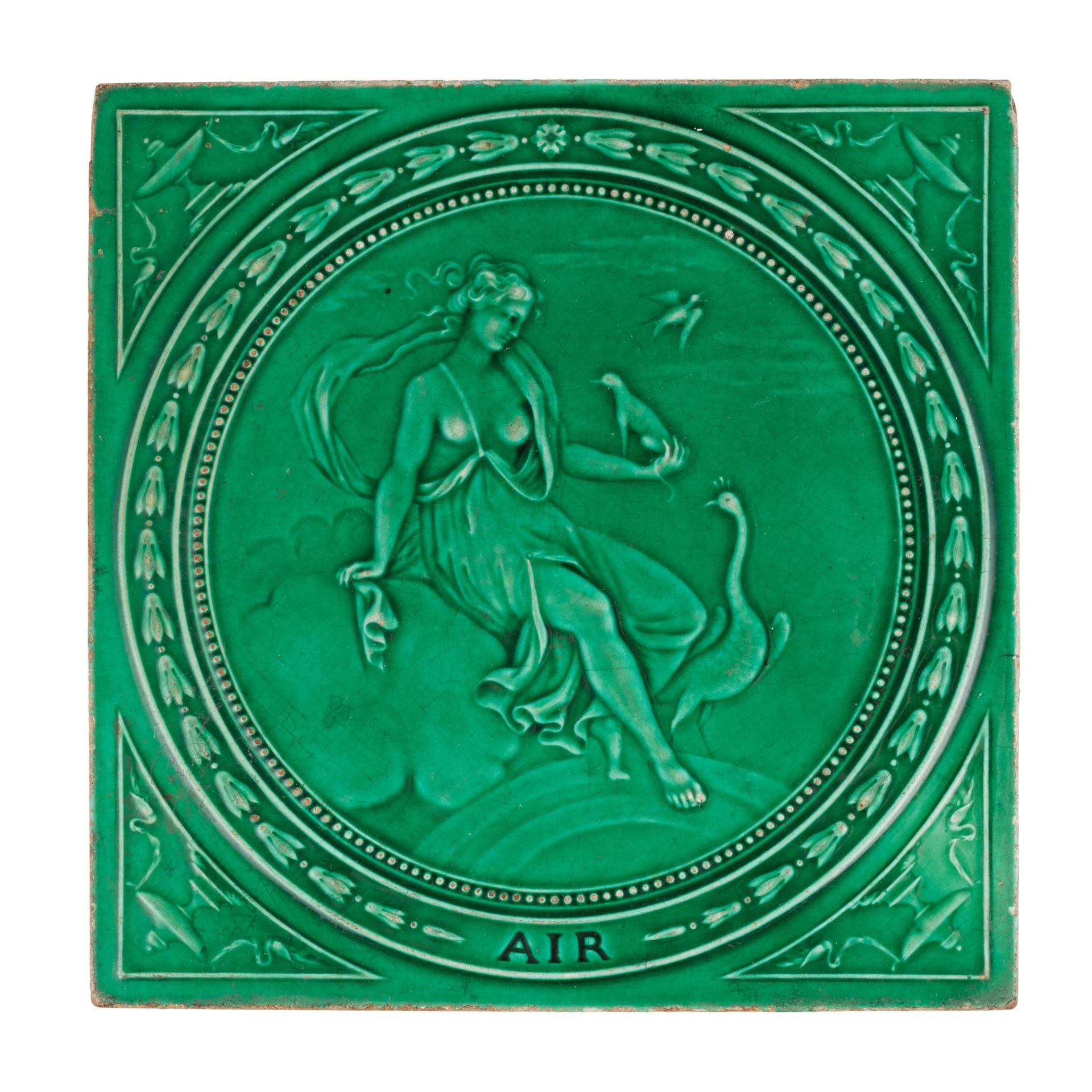 MINTON, HOLLINS & CO., PAIR OF MOULDED 'PERSIAN' TILES, CIRCA 1880 - Image 2 of 2