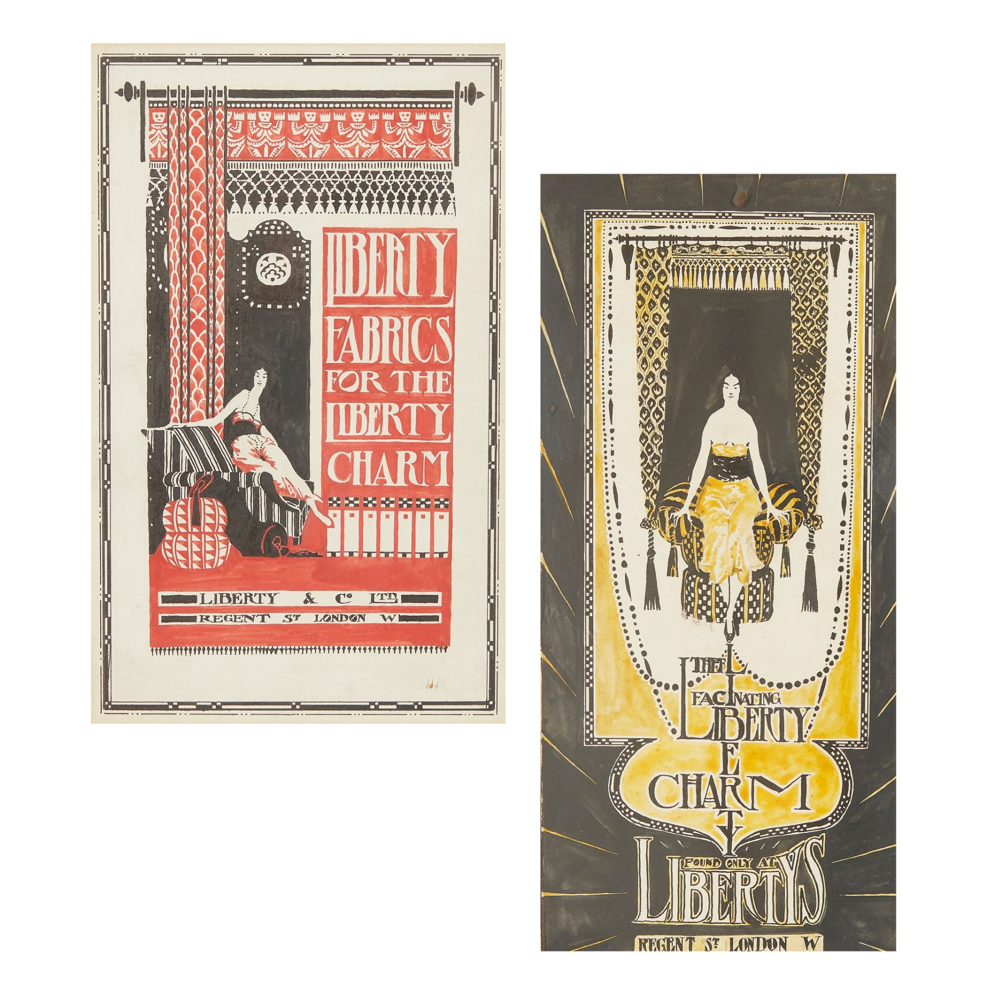 LIBERTY & CO., LONDON TWO DESIGNS FOR LIBERTY FABRICS PUBLICITY, CIRCA 1920