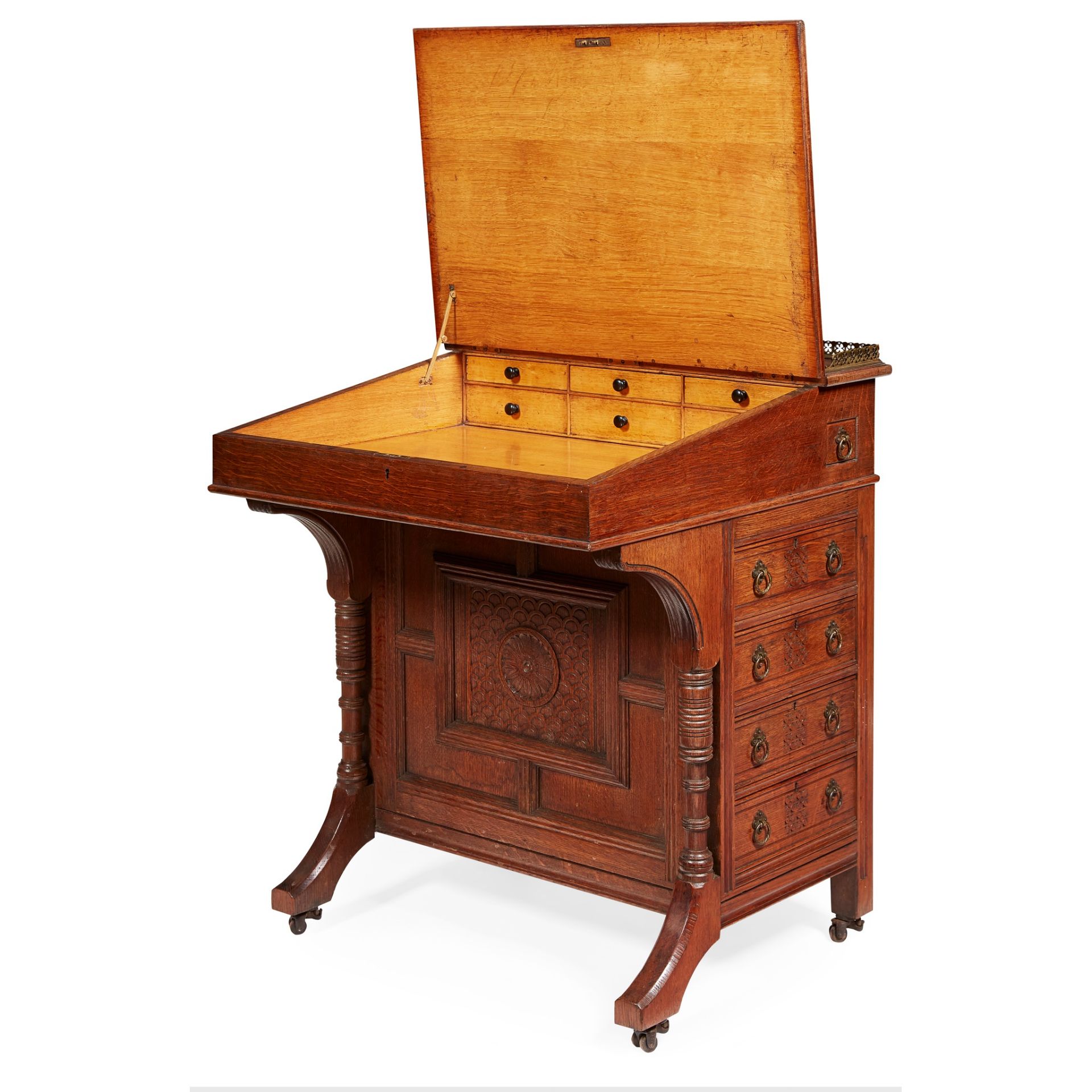 BRUCE J. TALBERT (1838-1881) FOR GILLOW & CO. AESTHETIC MOVEMENT DAVENPORT DESK, CIRCA 1880 - Image 2 of 3