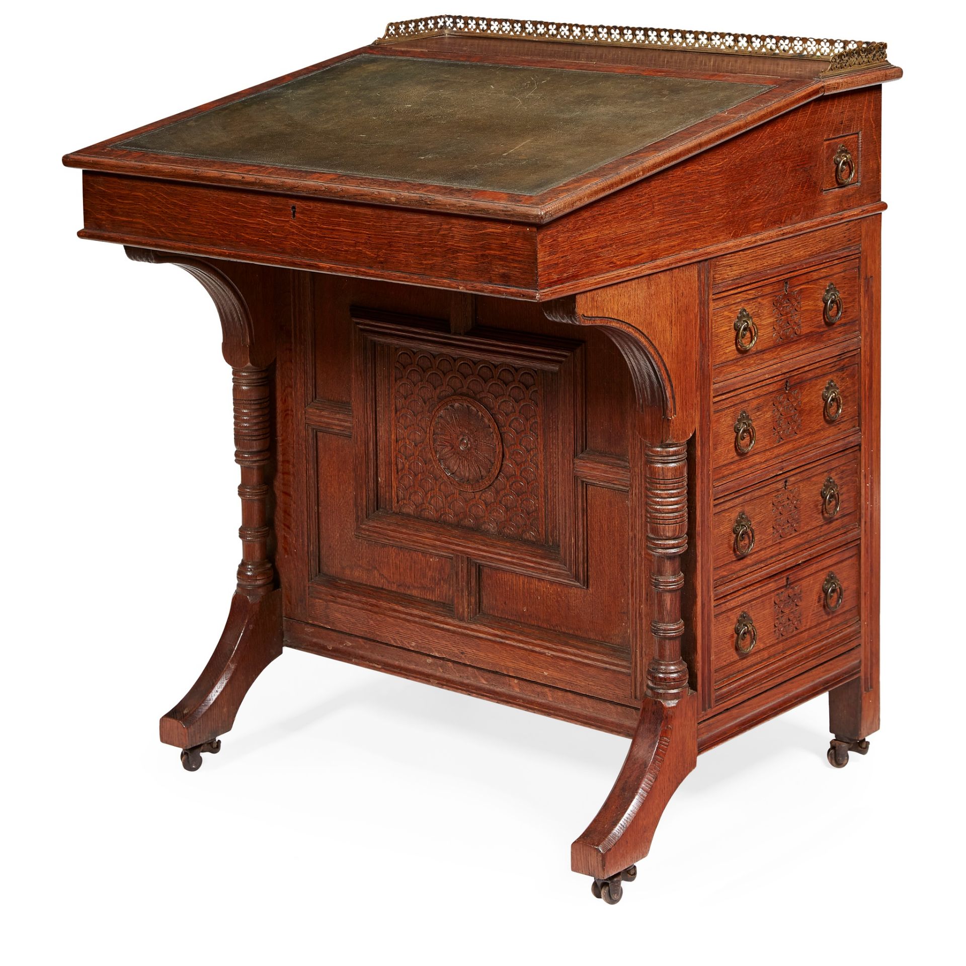 BRUCE J. TALBERT (1838-1881) FOR GILLOW & CO. AESTHETIC MOVEMENT DAVENPORT DESK, CIRCA 1880