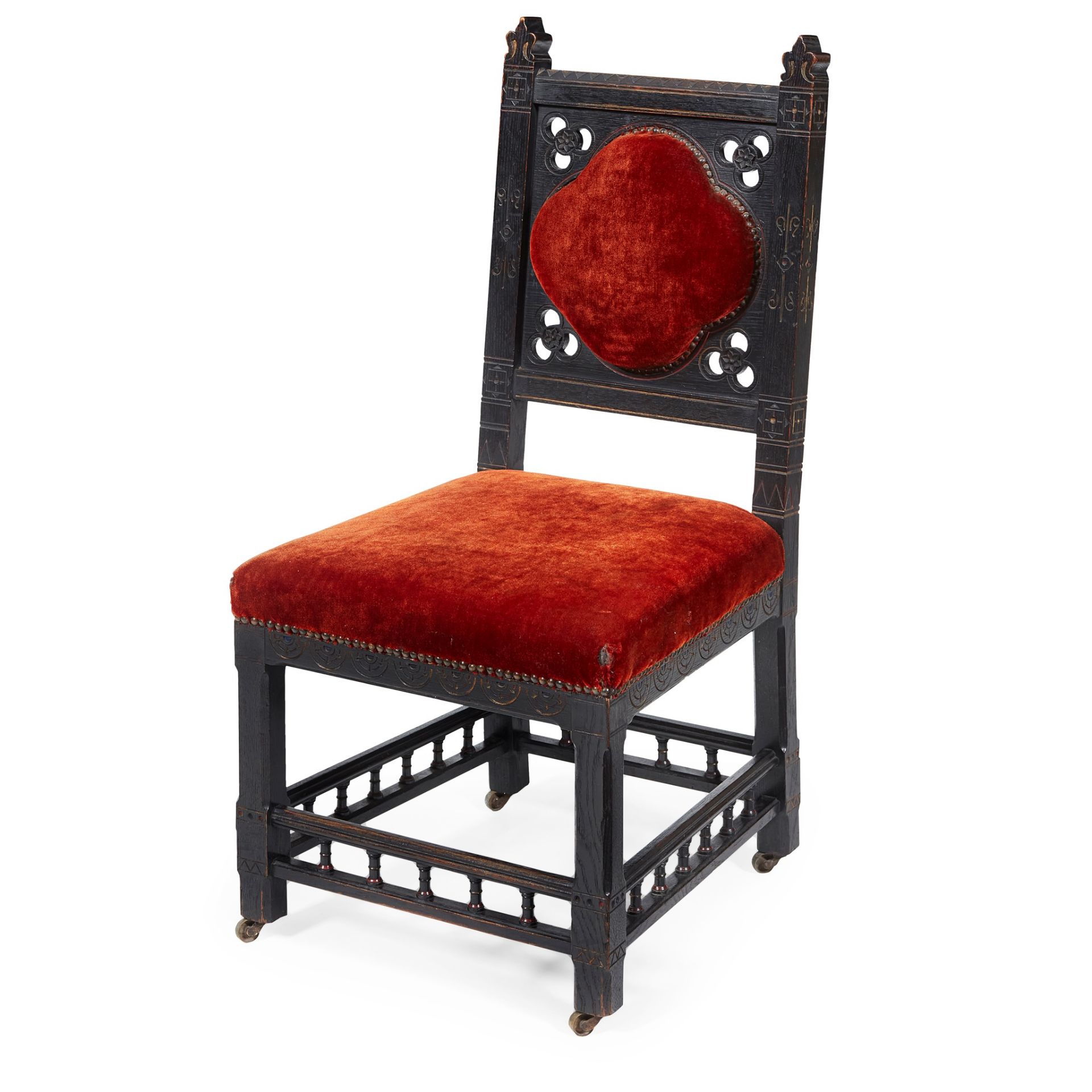 ENGLISH SCHOOL, ATTRIBUTED TO COX & SONS, LONDON GOTHIC REVIVAL SIDE CHAIR, CIRCA 1880