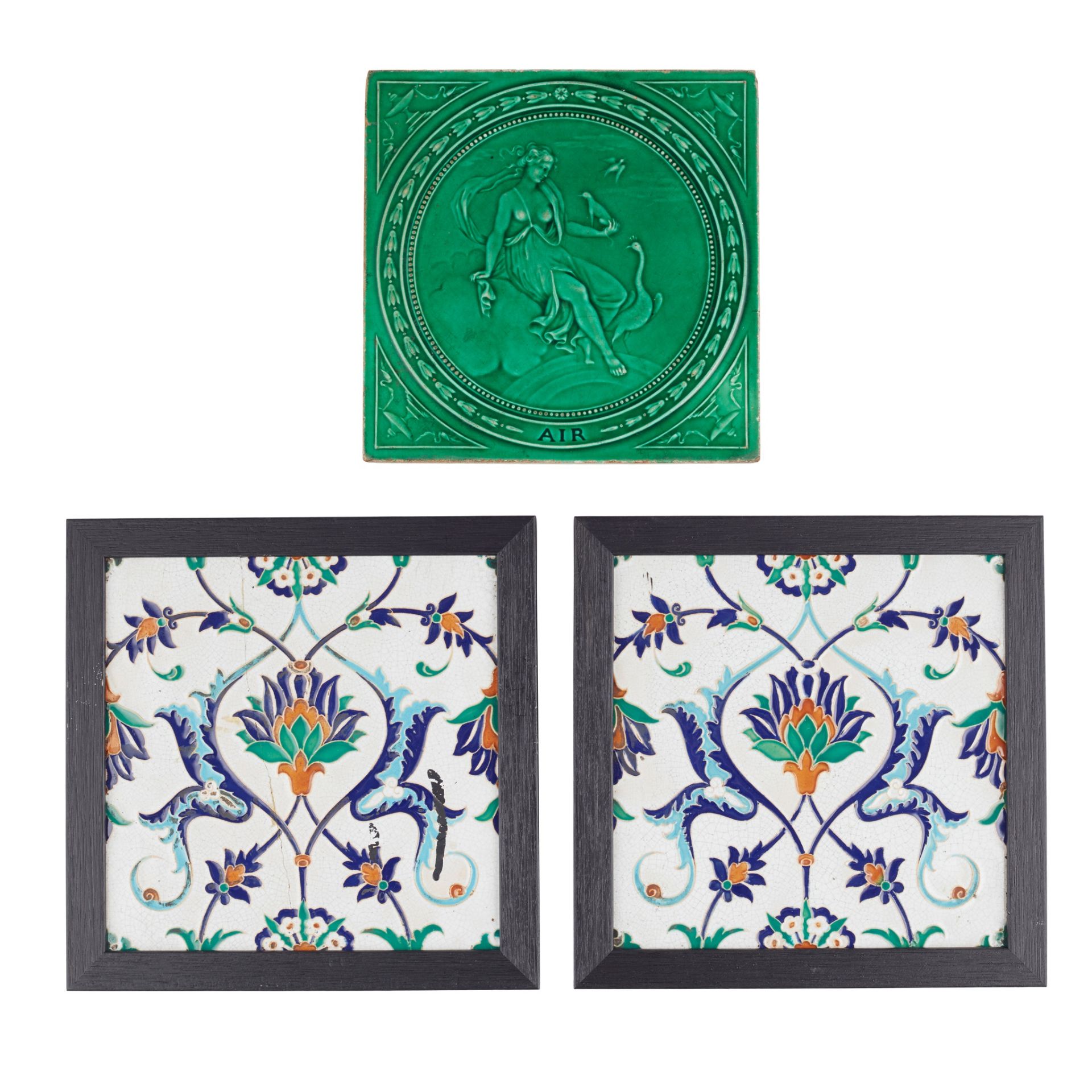 MINTON, HOLLINS & CO., PAIR OF MOULDED 'PERSIAN' TILES, CIRCA 1880