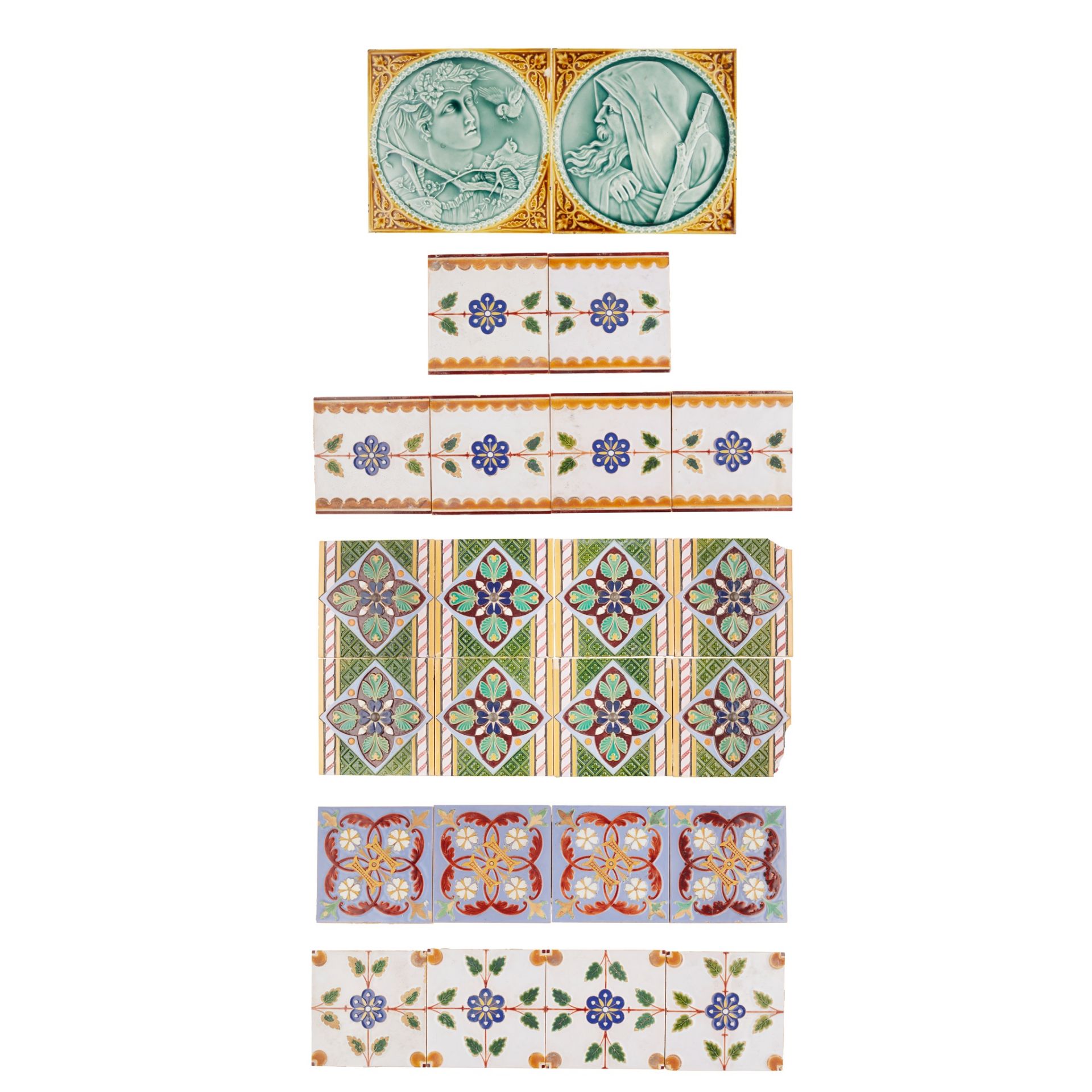 MINTON & CO GROUP OF GOTHIC REVIVAL TILES, CIRCA 1880