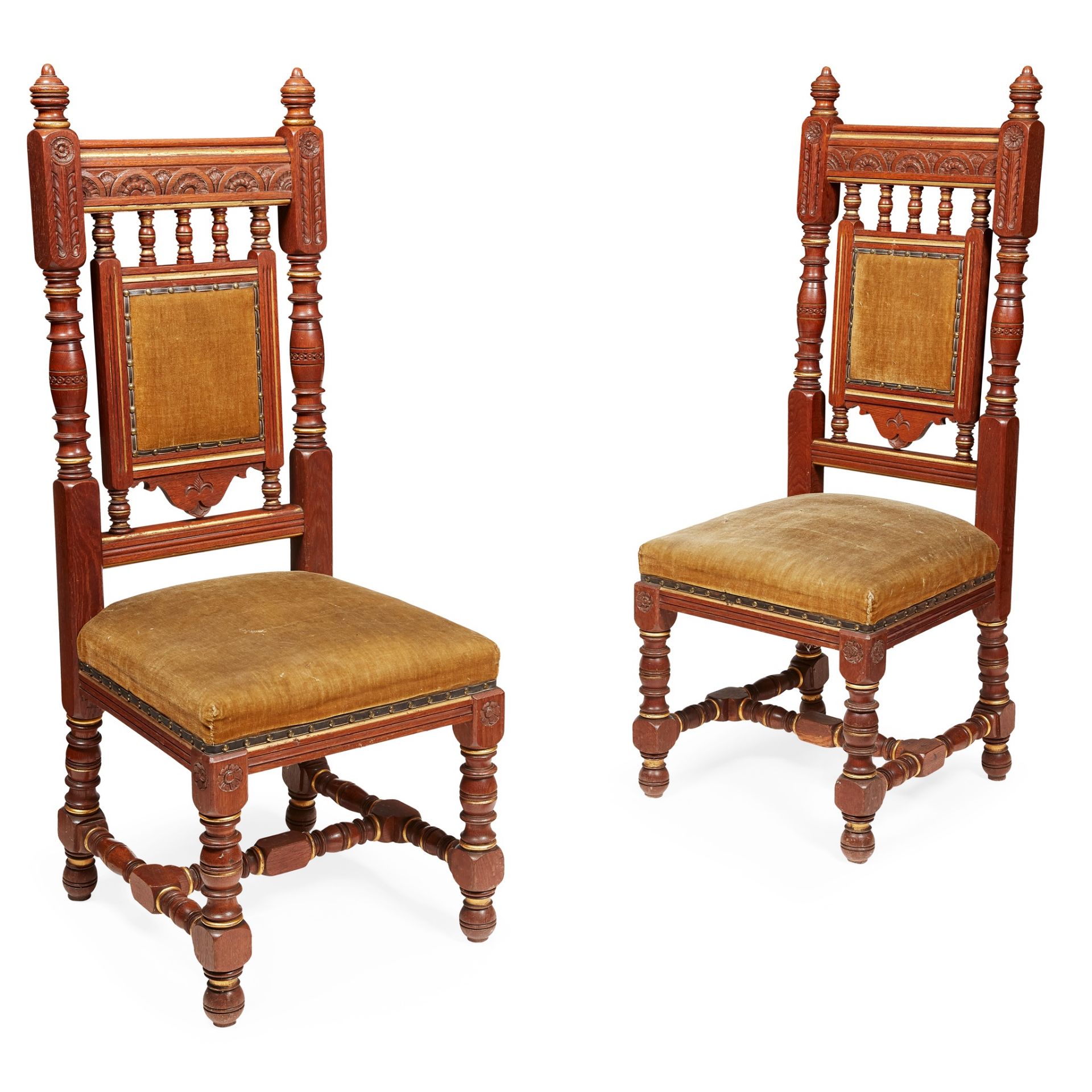 BRUCE J. TALBERT (1838-1881) OR H. W. BATLEY (1846-1932) FOR GILLOW & CO. PAIR OF GOTHIC REVIVAL