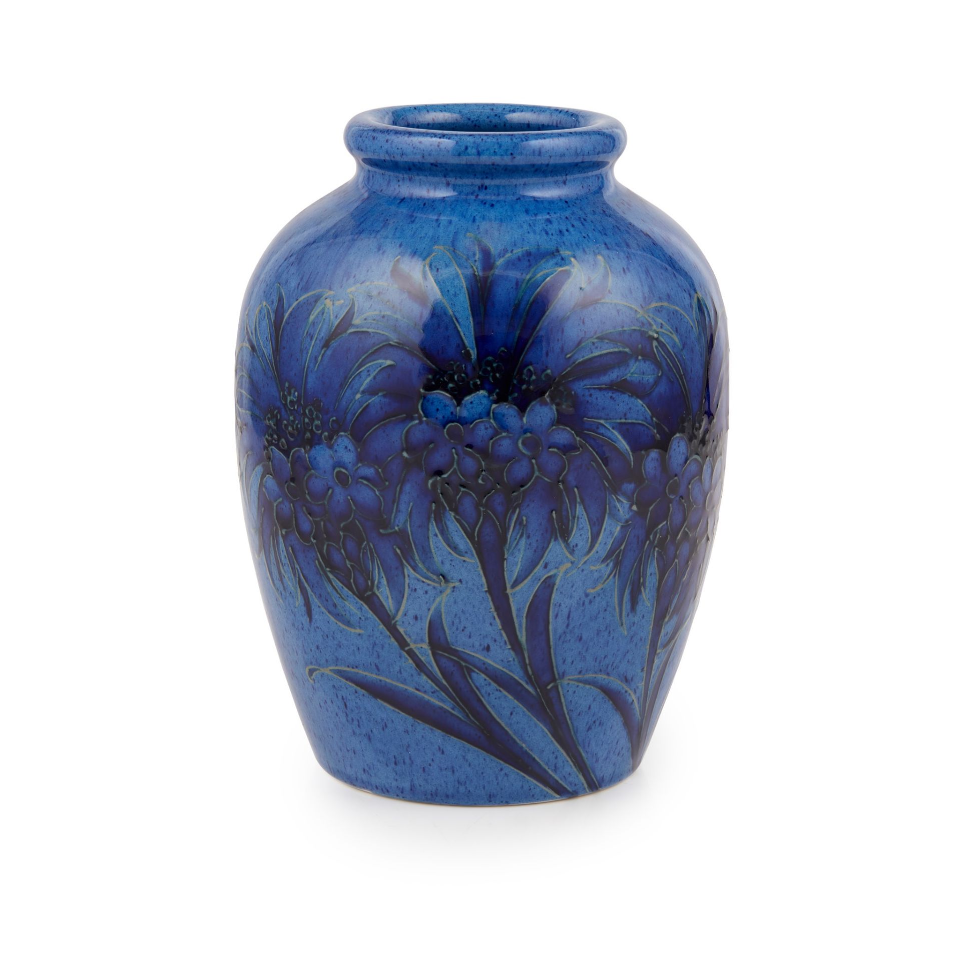 WILLIAM MOORCROFT (1872-1945) FOR MOORCROFT POTTERY 'CORNFLOWER' PATTERN VASE, CIRCA 1930