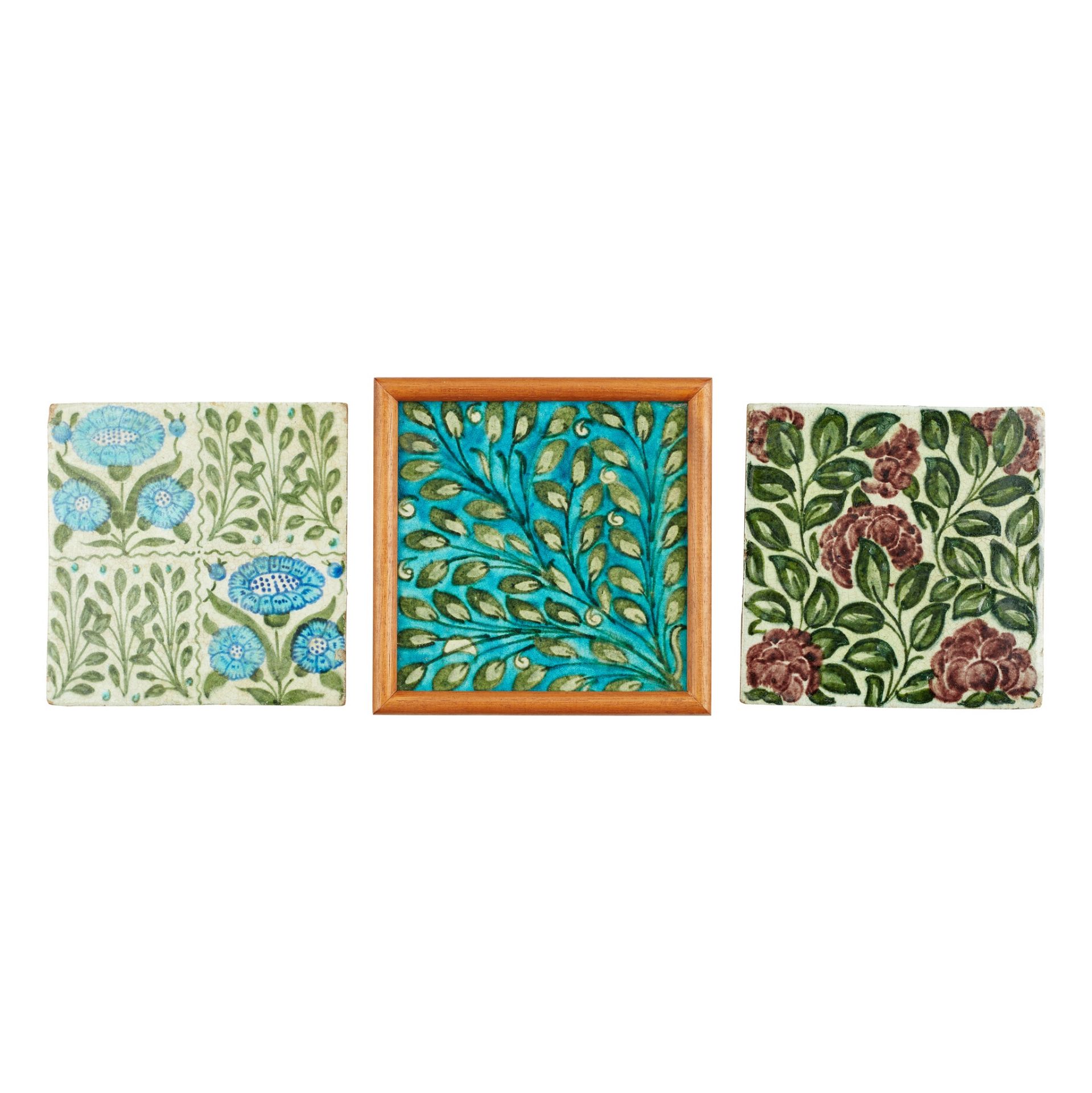 WILLIAM DE MORGAN (1839-1917) GROUP OF THREE 6-INCH TILES, CIRCA 1885-1900