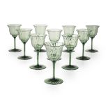JAMES POWELL & SONS, WHITEFRIARS SET OF TEN DRINKING GLASSES, CIRCA 1900