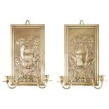 ENGLISH SCHOOL PAIR OF AESTHETIC MOVEMENT WALL SCONCES, CIRCA 1890