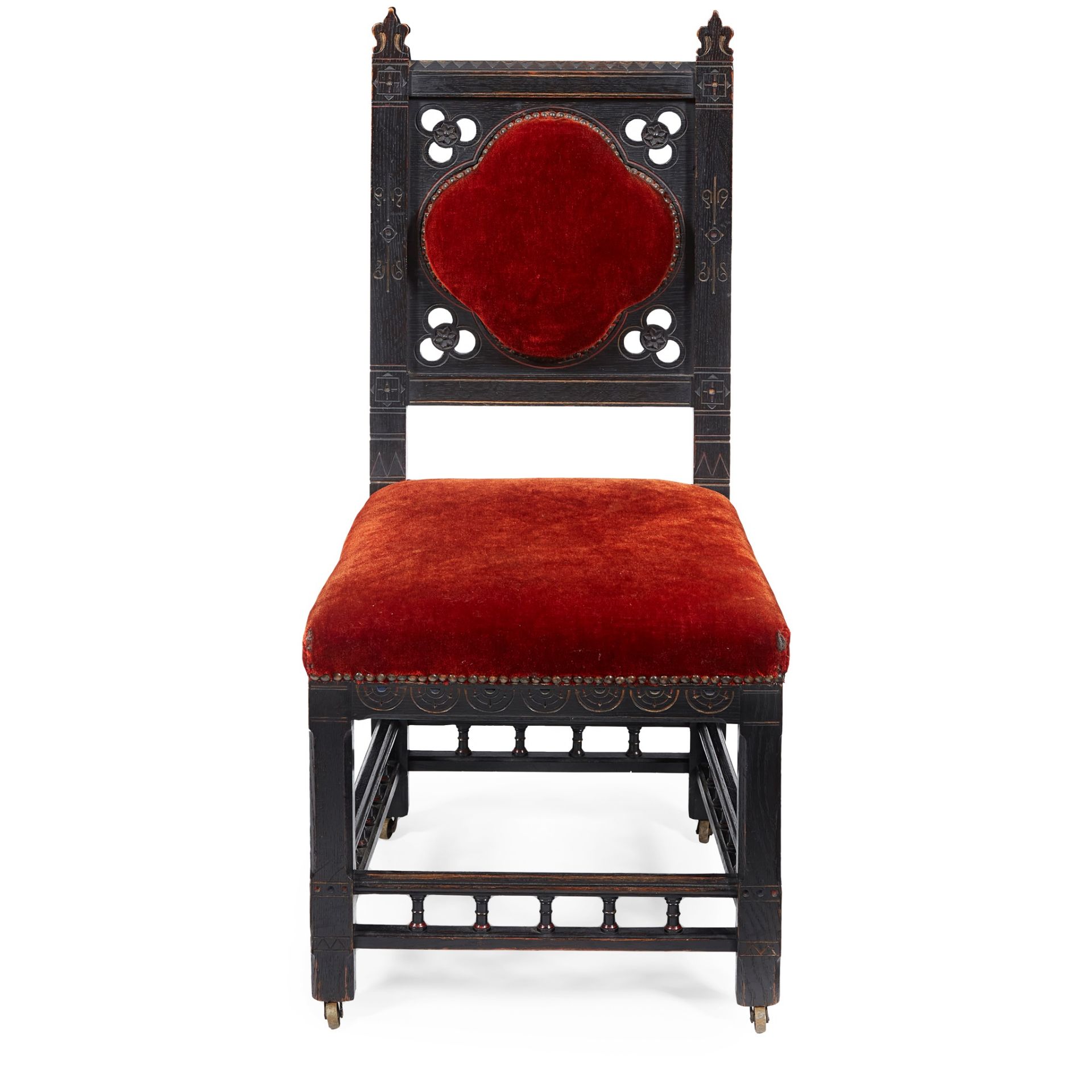 ENGLISH SCHOOL, ATTRIBUTED TO COX & SONS, LONDON GOTHIC REVIVAL SIDE CHAIR, CIRCA 1880 - Bild 2 aus 2