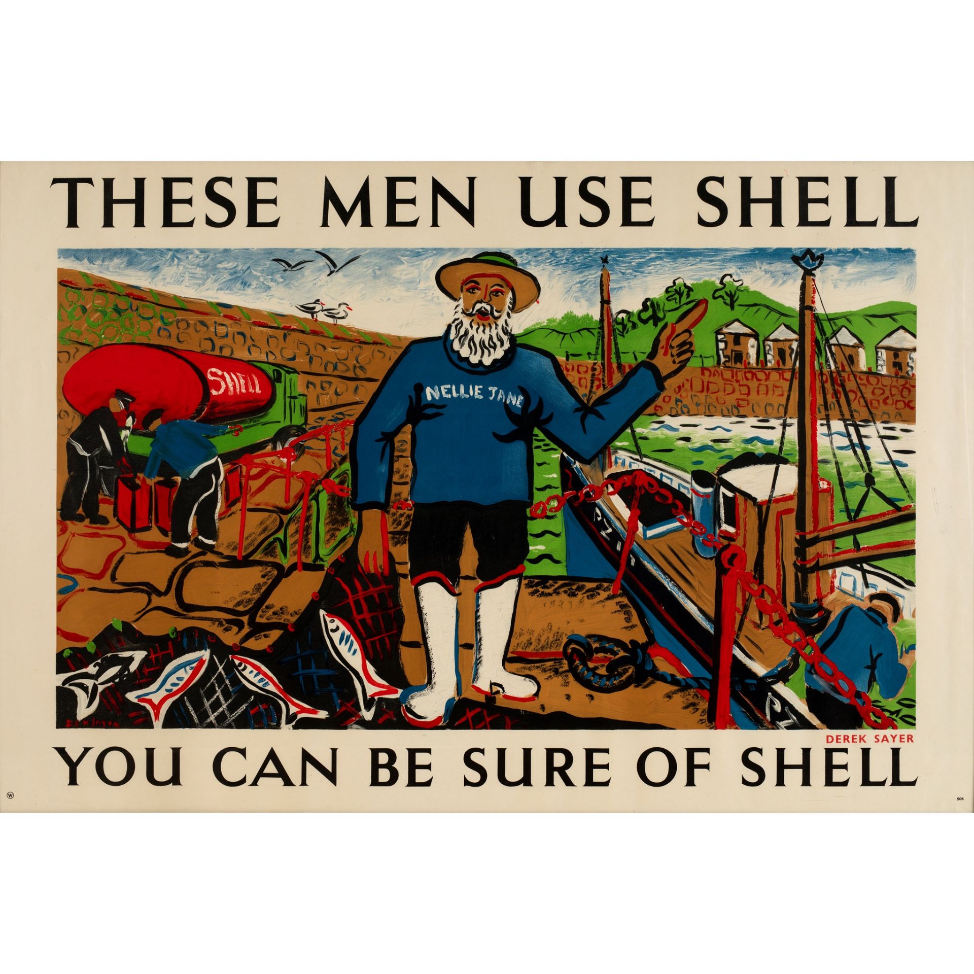 Derek Sayer (1917-1992) Fishermen use Shell