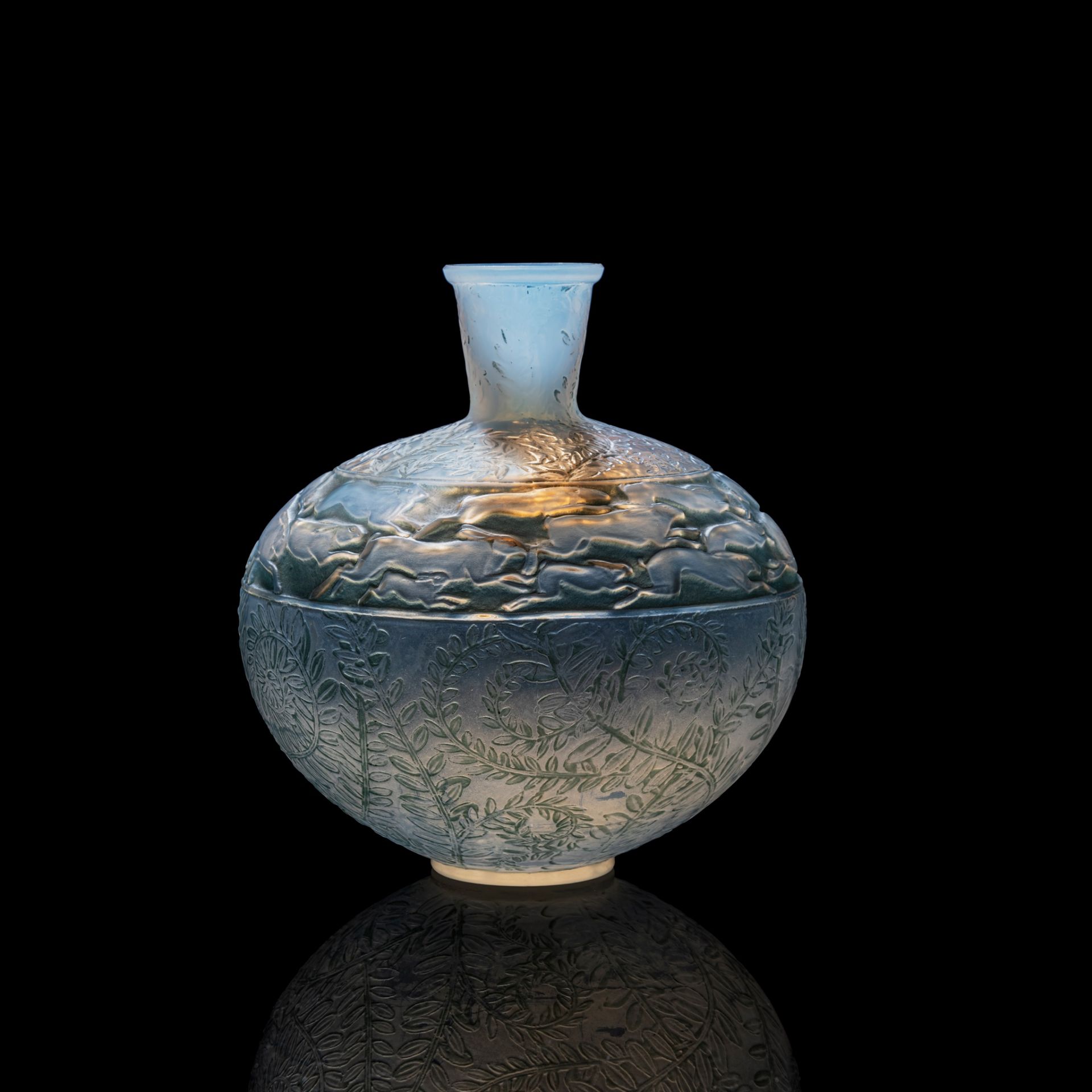 RENÉ LALIQUE (FRENCH 1860-1945) LIEVRES VASE, NO. 942 - Image 2 of 2