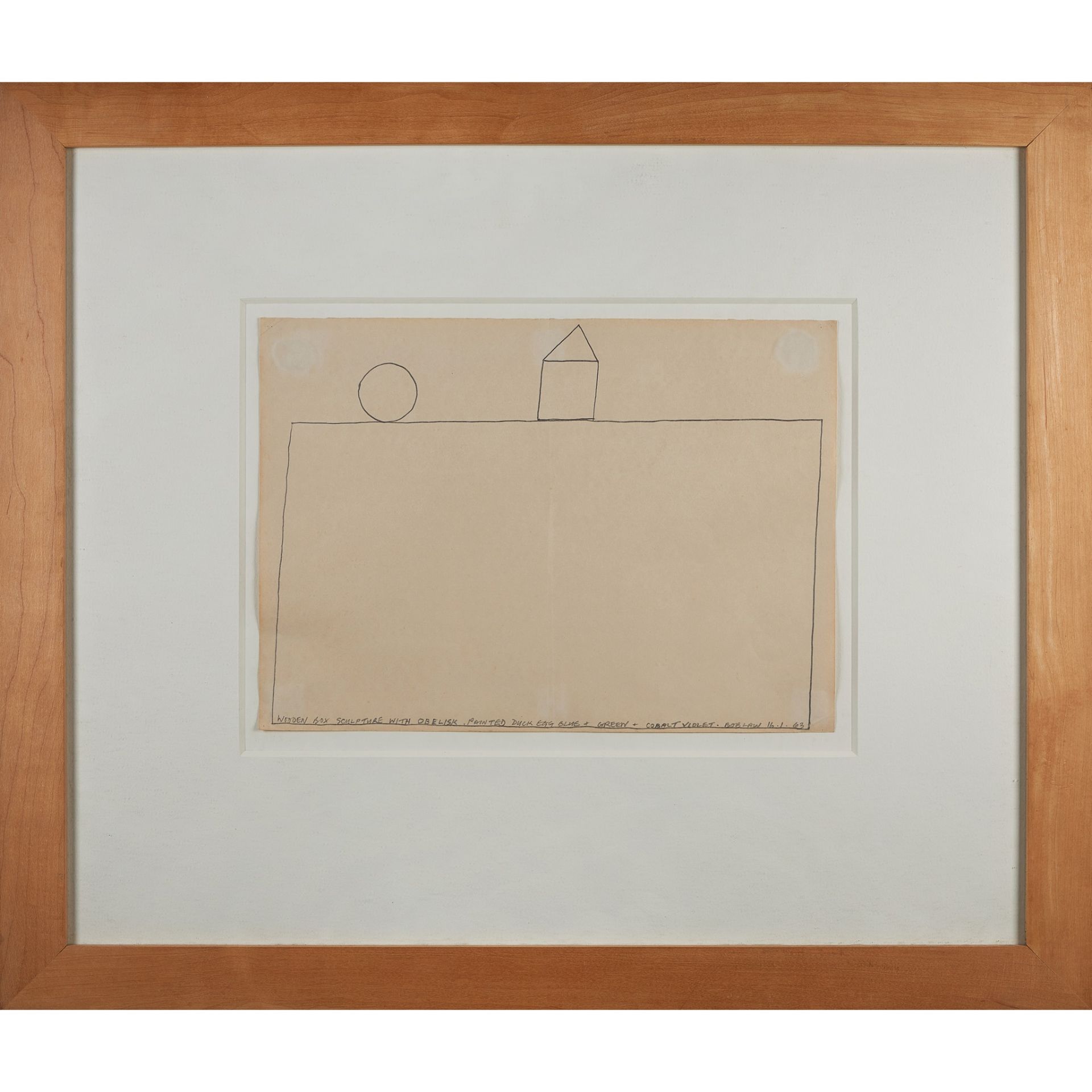 § BOB LAW (BRITISH 1934-2004) WOODEN BOX SCULPTURE WITH OBELISK, DRAWING FOR SCULPTURE, 1963 - Image 2 of 2