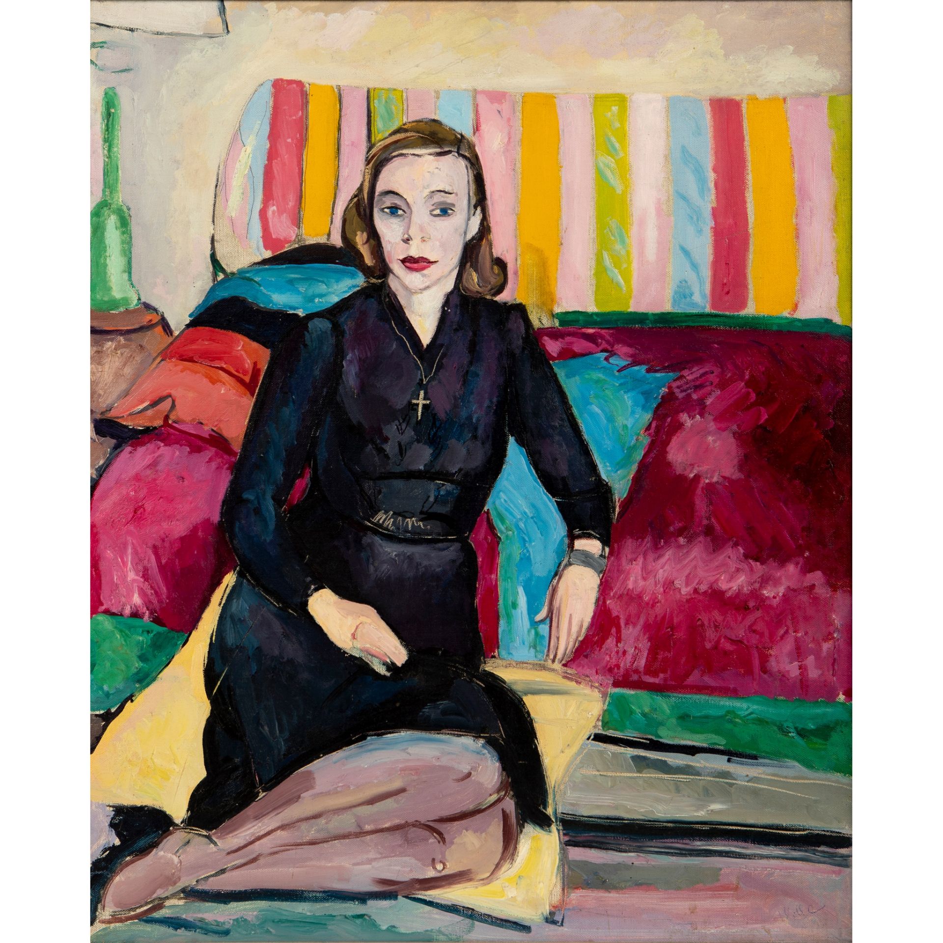 § EDWARD WOLFE R.A. (SOUTH AFRICAN/BRITISH 1897-1982) JOANNE VAUGHAN IN BLACK DRESS, 1942