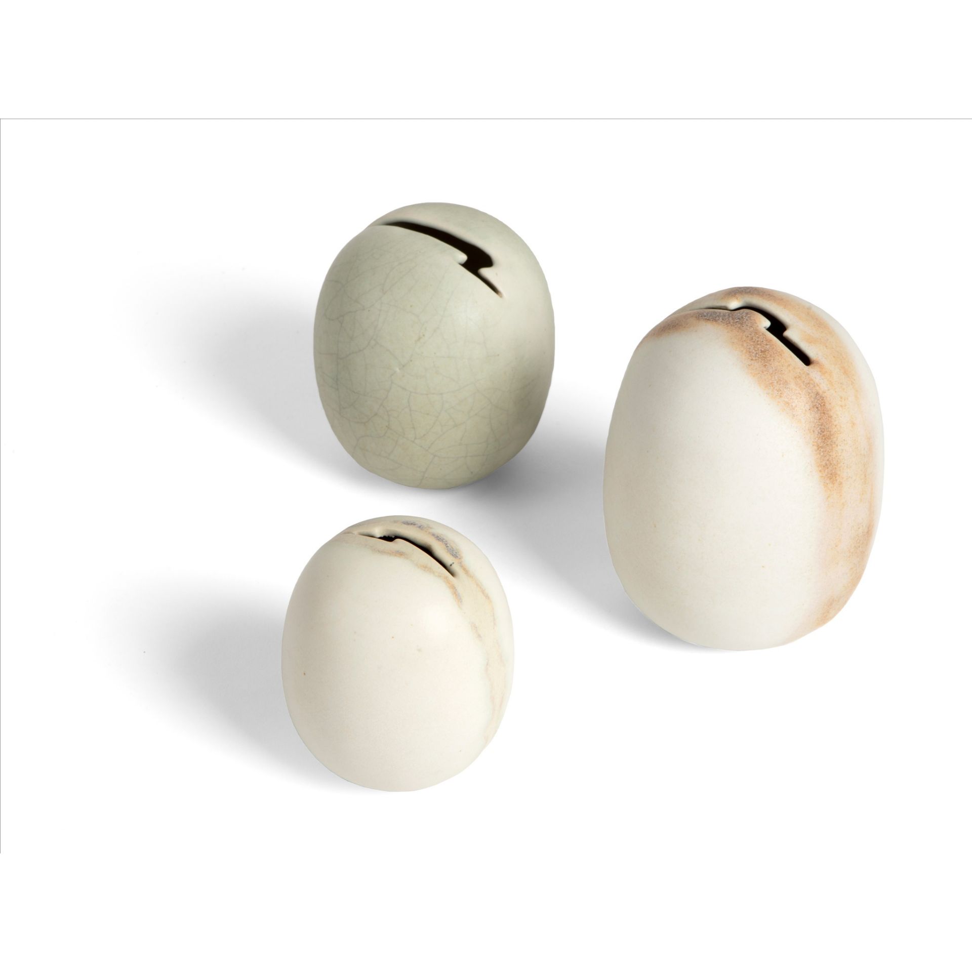 § VAL BARRY (BRITISH 1937-2018) THREE 'EGG' VESSELS