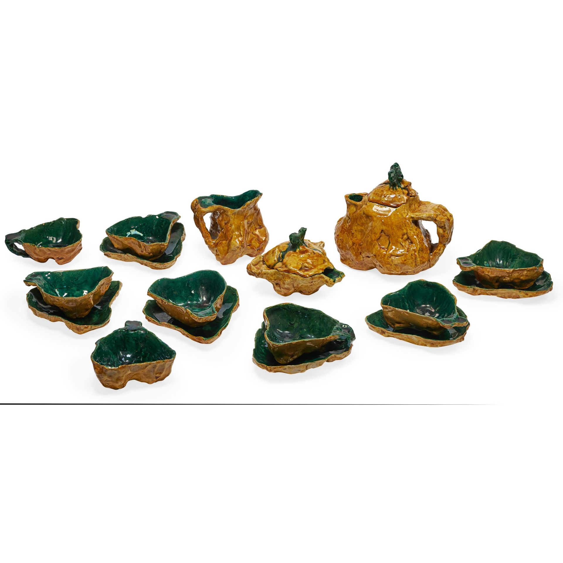 § LEONCILLO LEONARDI (ITALIAN 1915-1968) MAIOLICA TEA SERVICE, CIRCA 1950