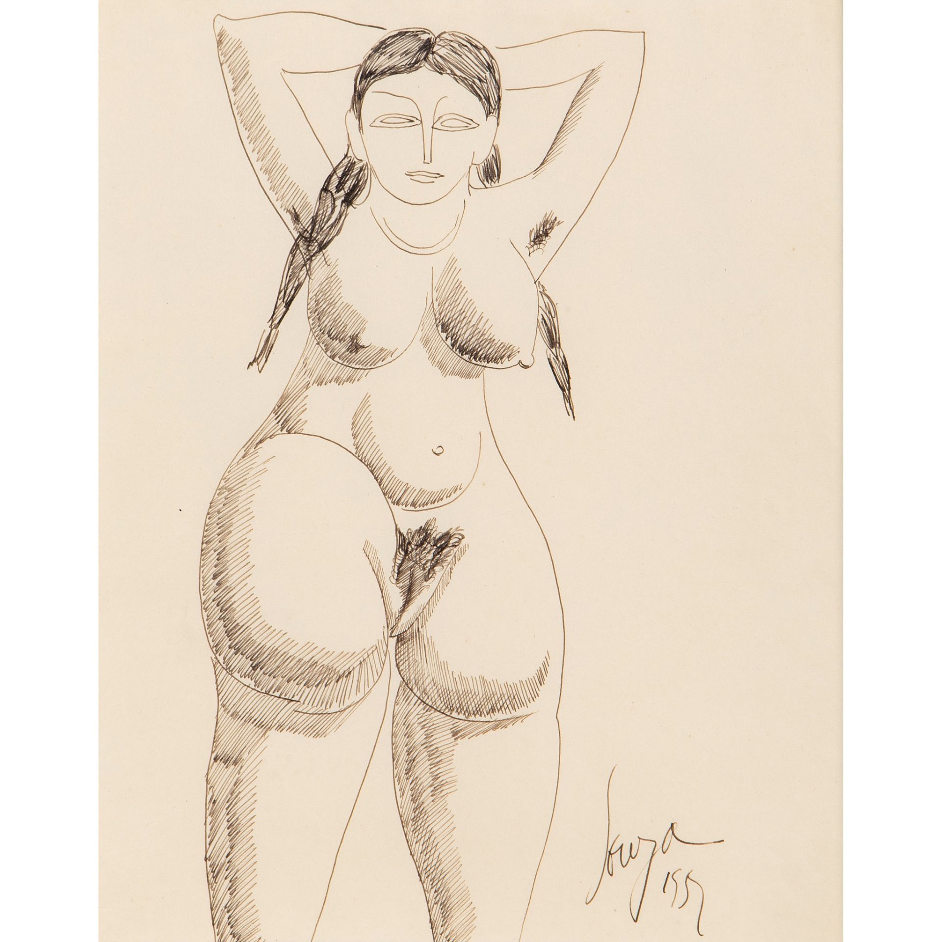 § FRANCIS NEWTON SOUZA (INDIAN 1924-2002) FEMALE NUDE, 1957