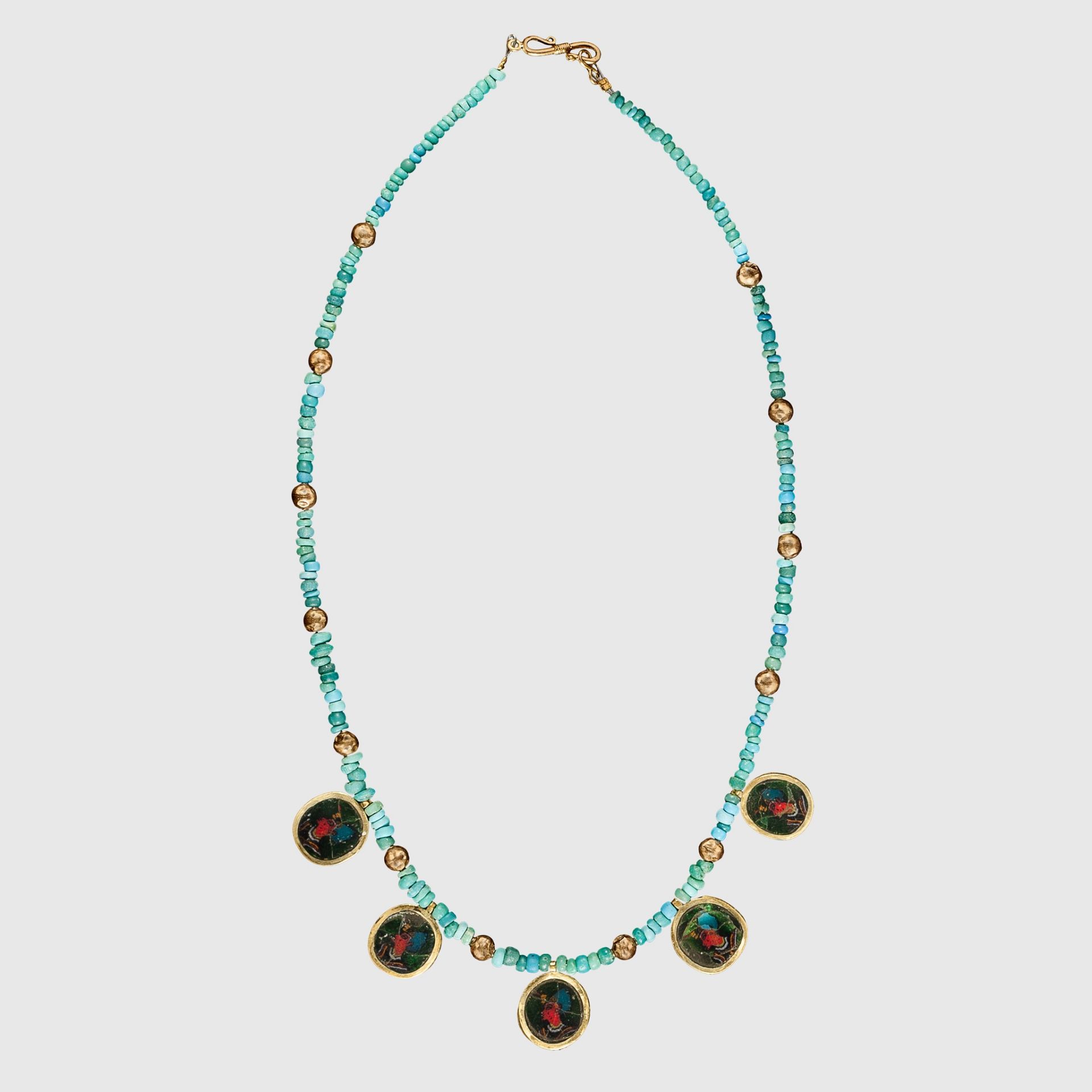 ANCIENT EGYPTIAN PHARAOH MOSAIC NECKLACE EGYPT, PTOLEMAIC PERIOD, 2ND - 1ST CENTURY B.C.