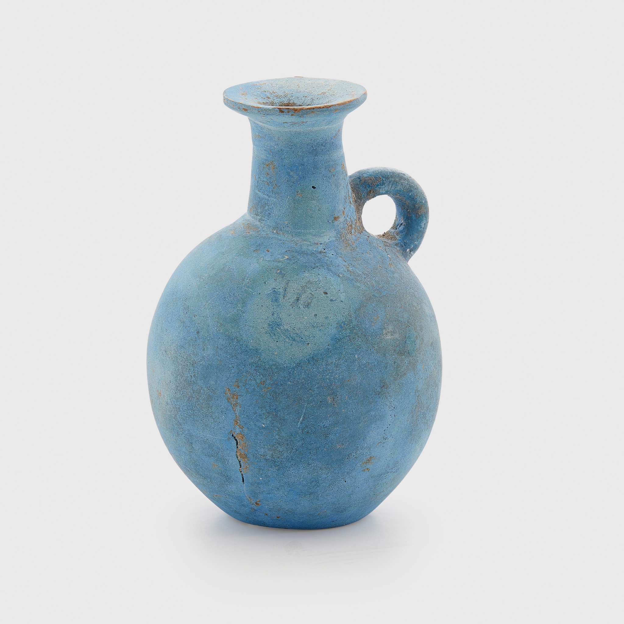 ANCIENT EGYPTIAN FAIENCE BOTTLE EGYPT, LIKELY DYNASTY XVIII, c. 1550 - 1292 B.C.