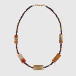 HELLENISTIC GARNET, AGATE AND GOLD BEAD NECKLACE EASTERN MEDITERRANEAN, 3RD - 1ST CENTURY B.C.