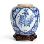 BLUE AND WHITE 'BOGU' GINGER JAR QING DYNASTY, 19TH CENTURY