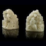 TWO PALE CELADON JADE CARVING OF SMALL BOULDERS LATE MING TO EARLY QING DYNASTY, 17TH CENTURY