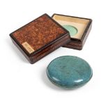 ROBIN'S-EGG-GLAZED YIXING STONEWARE SEAL PASTE BOX