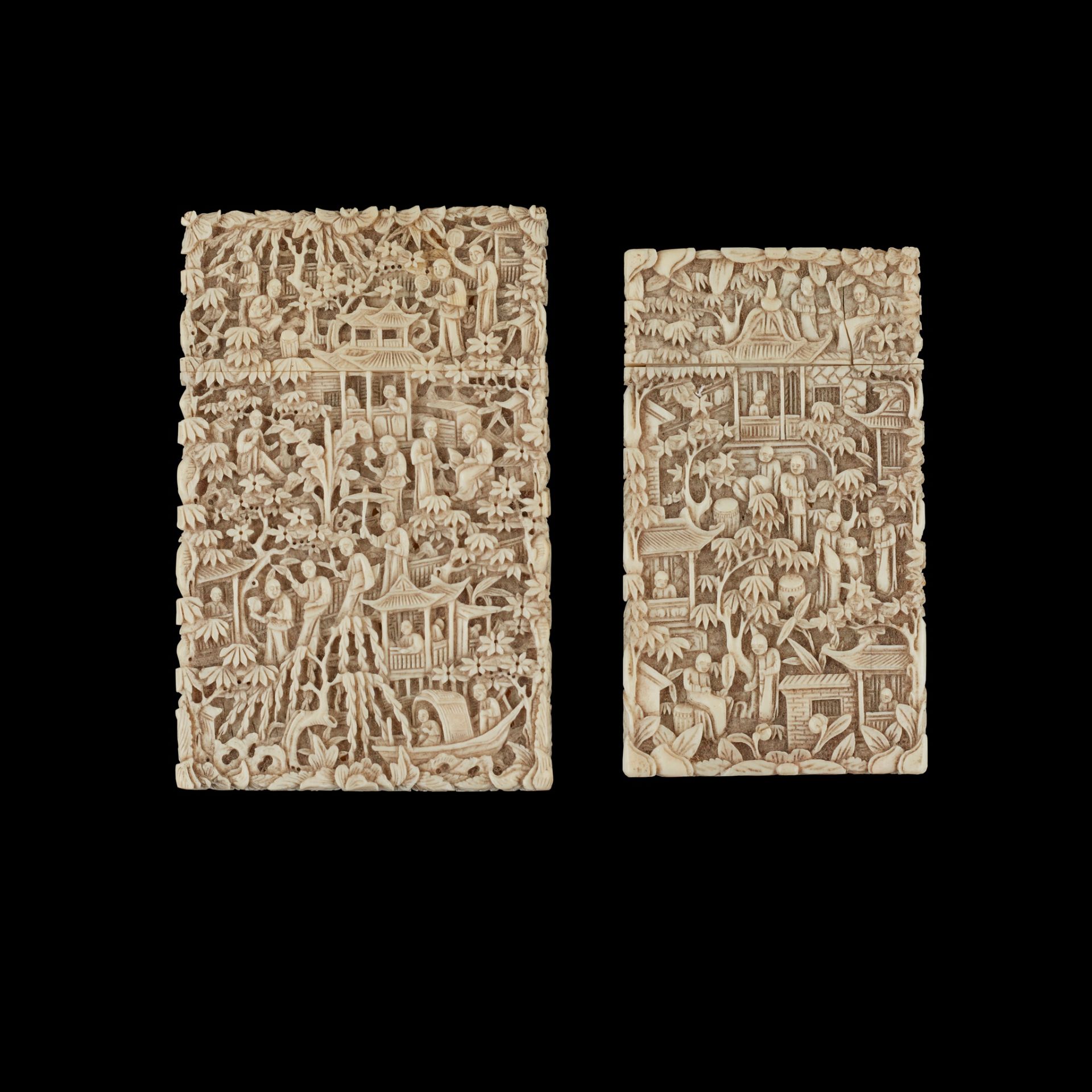 Y GROUP OF TWO CANTON IVORY CARD CASES QING DYNASTY, 19TH CENTURY - Image 2 of 4