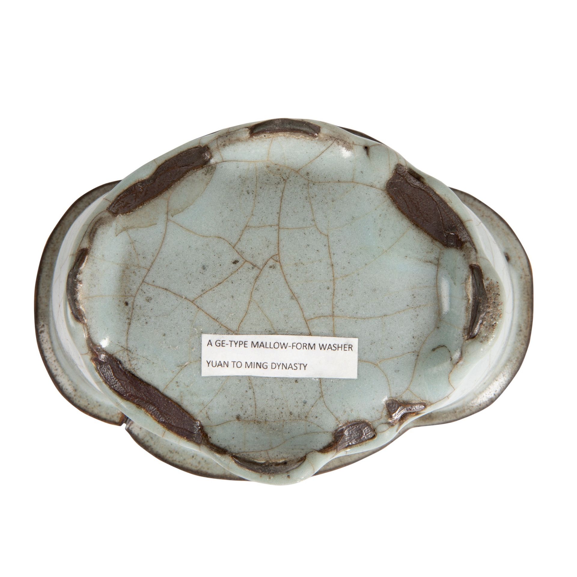 GE-TYPE CRACKLE-GLAZED LOBED WASHER POSSIBLY YUAN TO MING DYNASTY - Image 2 of 2