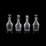 TWO PAIRS OF GLASS DECANTERS EARLY 19TH CENTURY