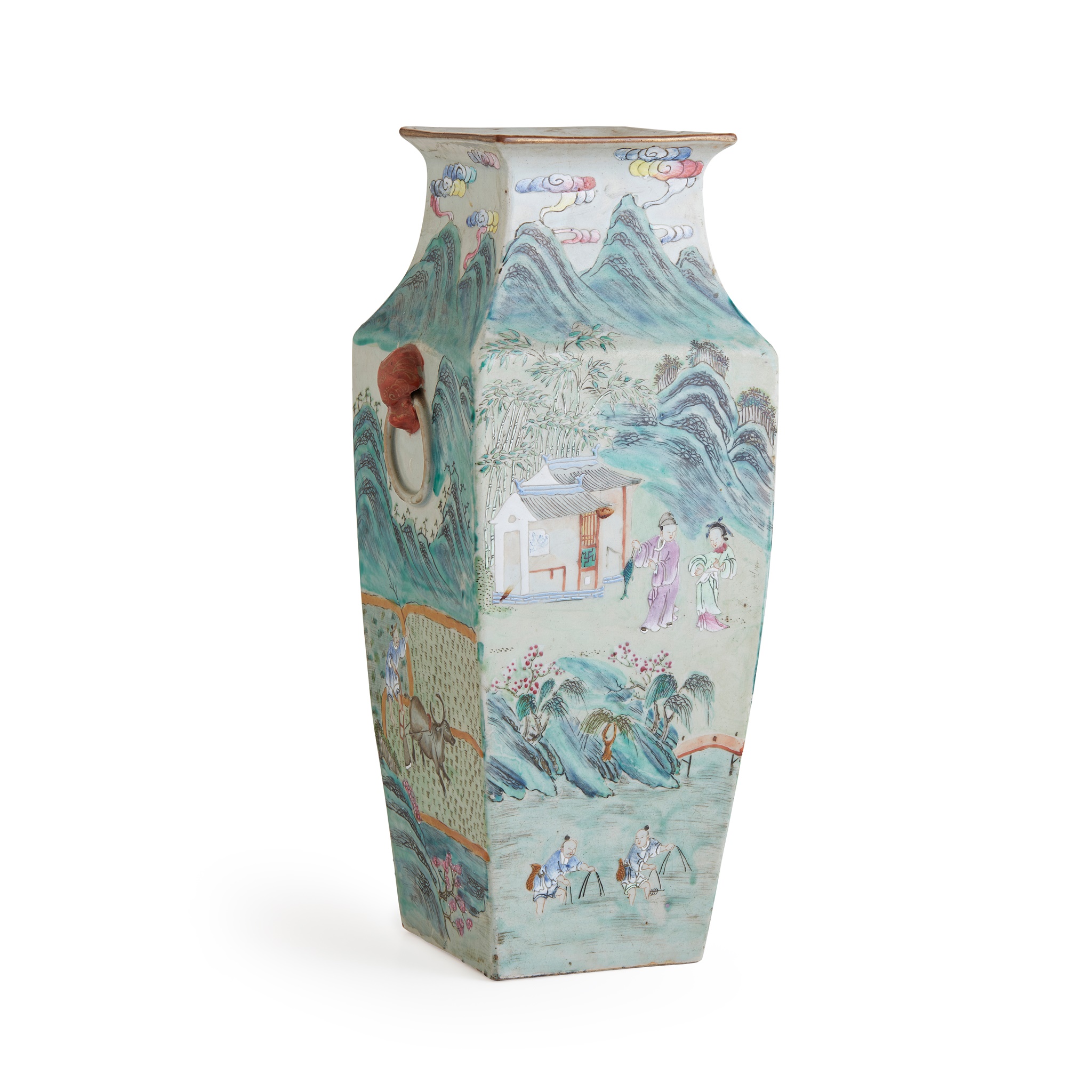 CHINESE FAMILLE ROSE FOUR-SECTIONED VASE QING DYNASTY, 19TH CENTURY