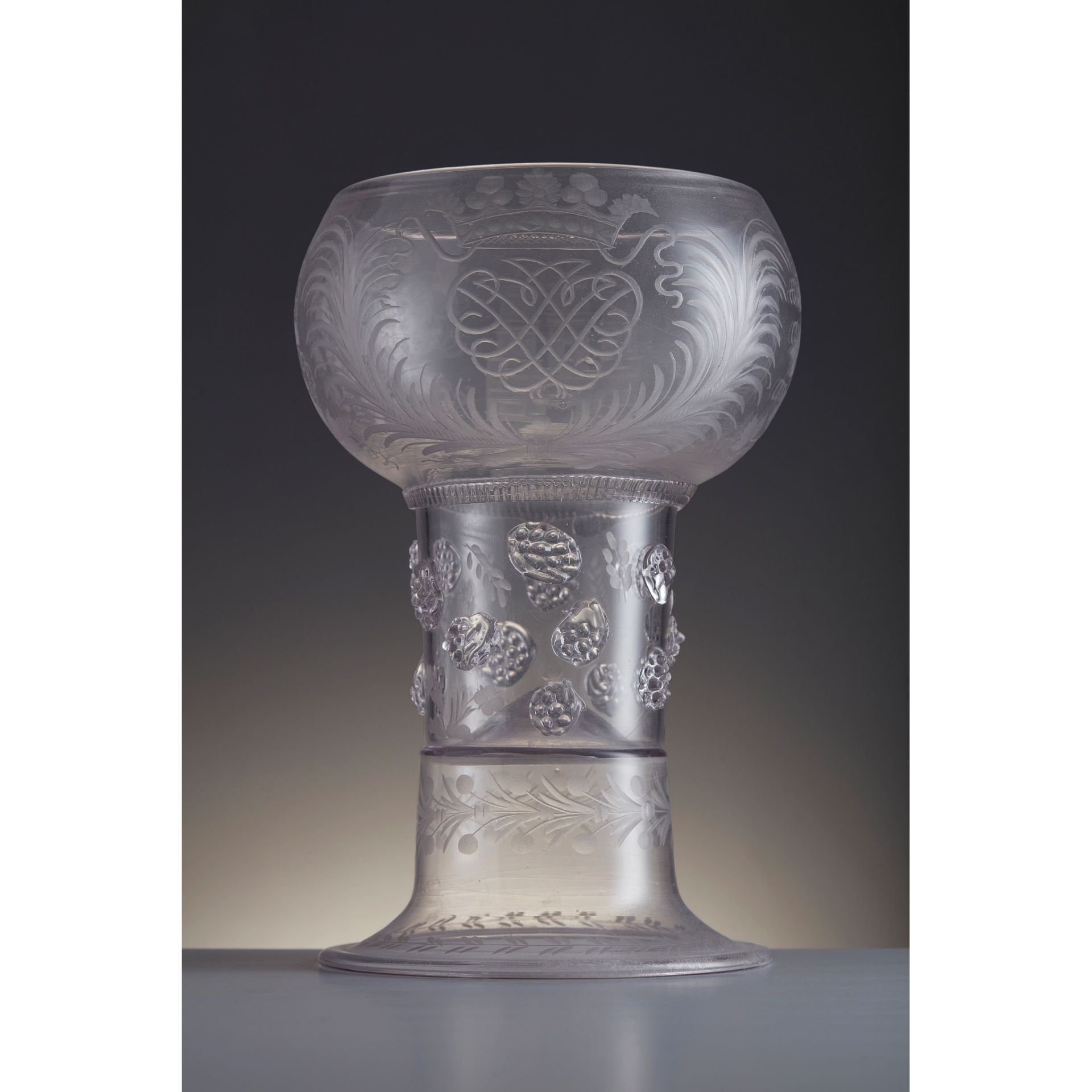 LARGE CLEAR GLASS ROEMER BEARING THE BREADALBANE CYPHER DUTCH OR GERMAN, LATE 17TH / EARLY 18TH - Image 3 of 4