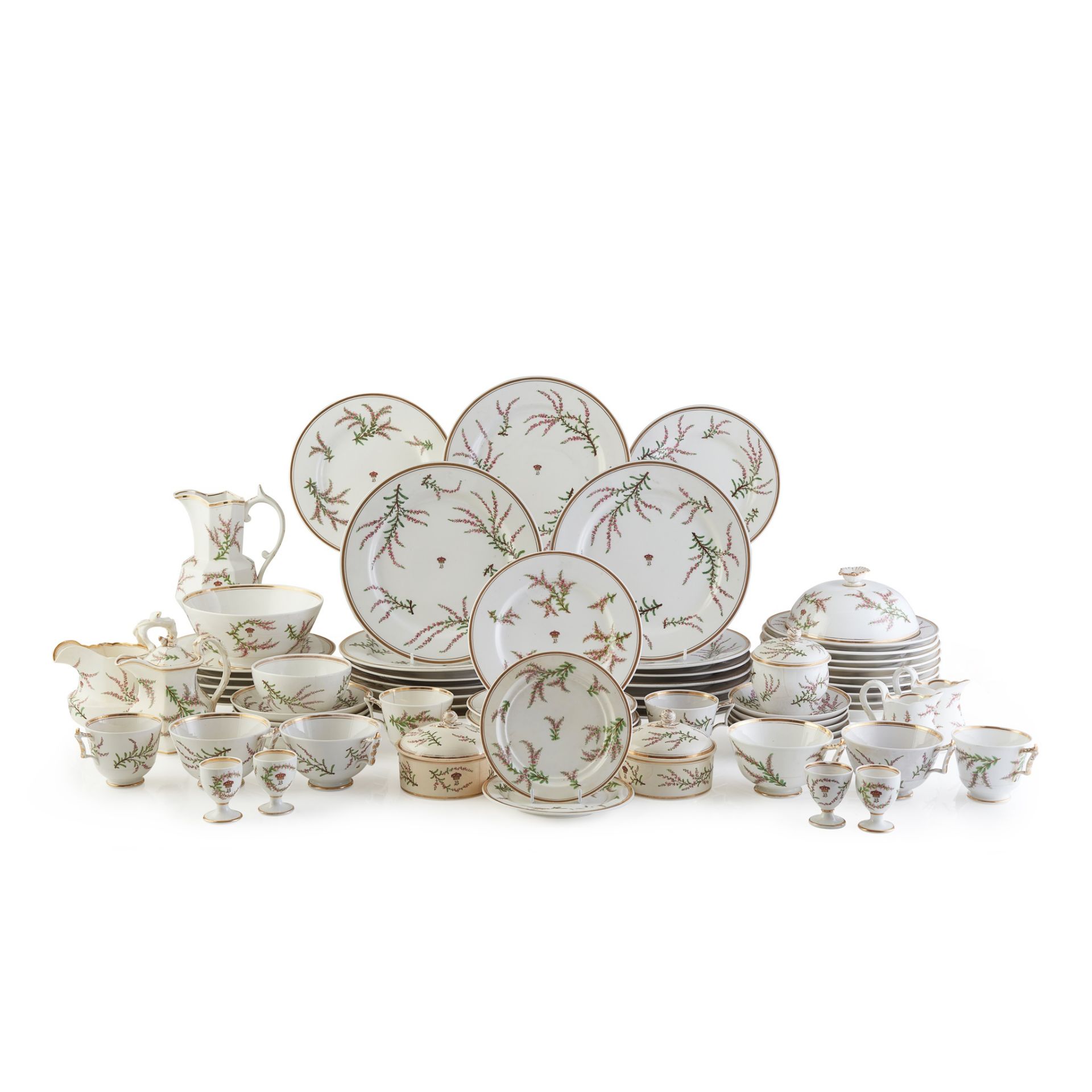 THE BREADALBANE HEATHER PATTERN WORCESTER PORCELAIN BREAKFAST SERVICE CIRCA 1840