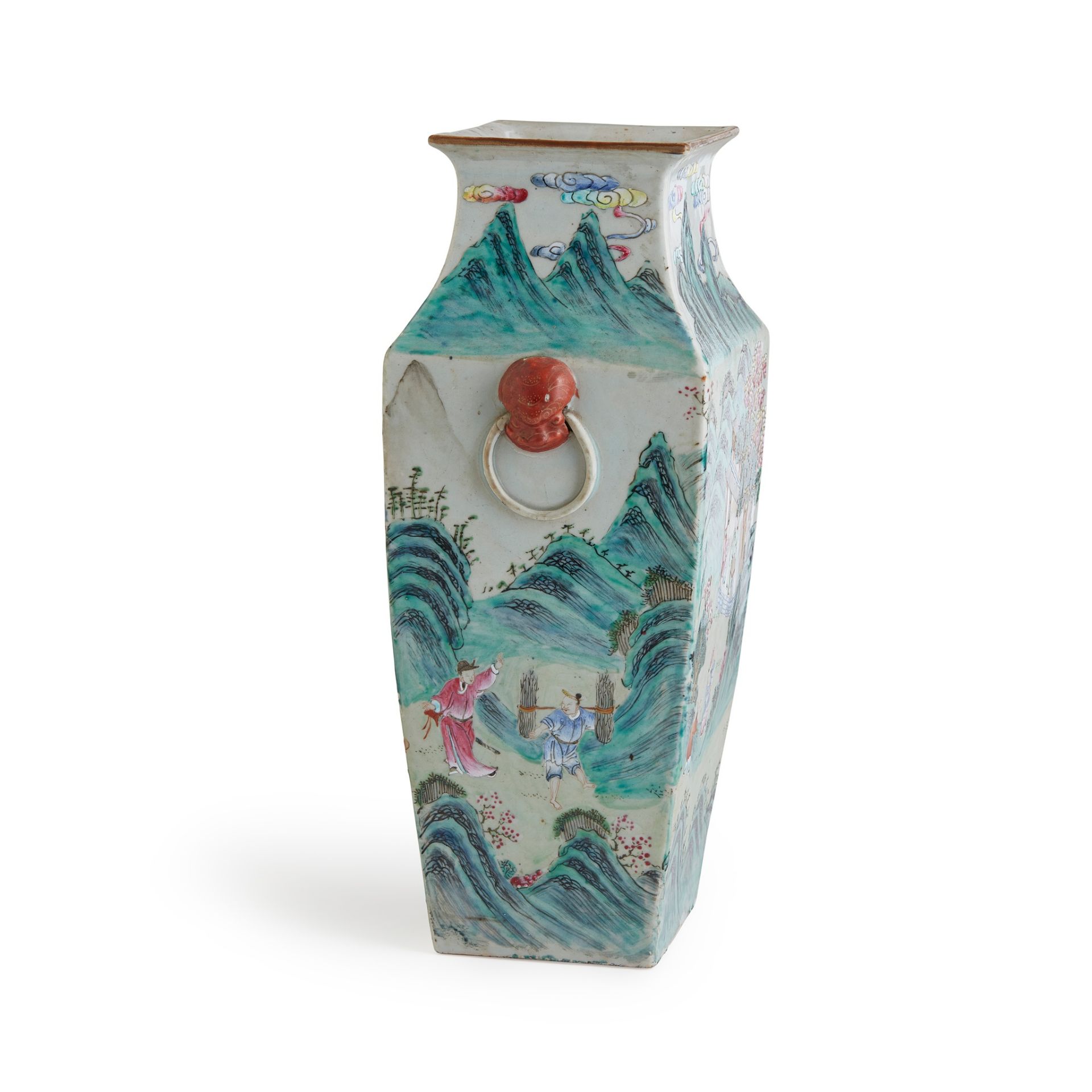 CHINESE FAMILLE ROSE FOUR-SECTIONED VASE QING DYNASTY, 19TH CENTURY - Image 2 of 2