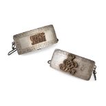 TWO OFFICER'S SHOULDER BELT POUCHES 19TH CENTURY