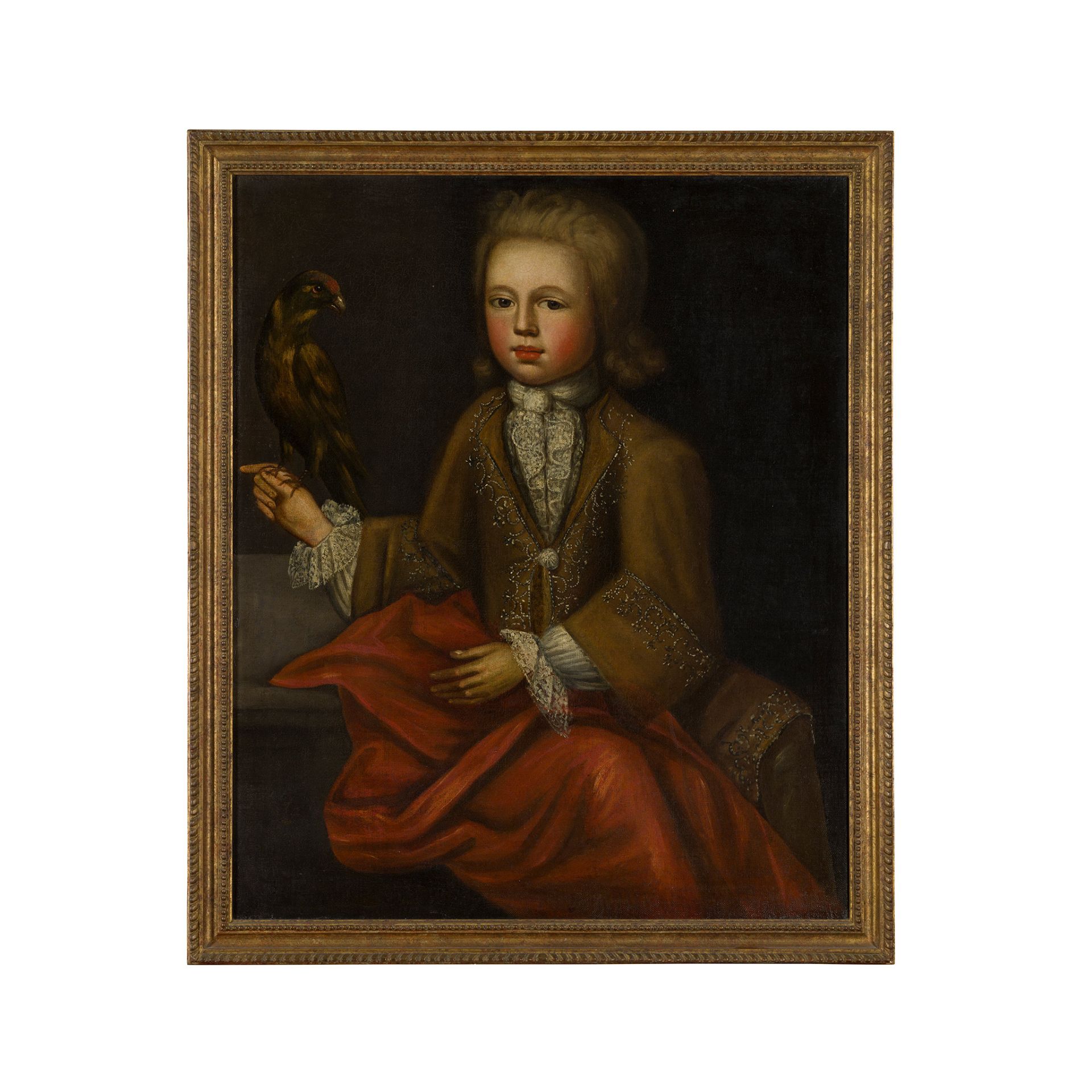 18TH CENTURY ENGLISH SCHOOL HALF LENGTH PORTRAIT OF A BOY WITH A BIRD - Image 2 of 2