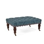 REGENCY STYLE MAHOGANY UPHOLSTERED FOOTSTOOL 20TH CENTURY