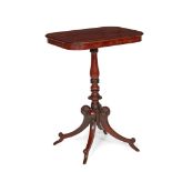 REGENCY PLUM PUDDING MAHOGANY AND EBONISED LAMP TABLE EARLY 19TH CENTURY