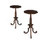 PAIR OF REGENCY MAHOGANY AND EBONISED LAMP TABLES EARLY 19TH CENTURY