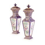 PAIR OF CHELSEA STYLE VASES AND COVERS 19TH CENTURY