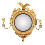 REGENCY GILTWOOD GIRONDOLE CONVEX MIRROR EARLY 19TH CENTURY