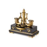 REGENCY GILT BRONZE AND BLACK MARBLE INKSTAND EARLY 19TH CENTURY AND LATER