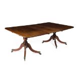 REGENCY MAHOGANY TWIN PEDESTAL DINING TABLE EARLY 19TH CENTURY