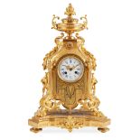 LOUIS XIV STYLE GILT BRONZE MANTLE CLOCK, BY SUSSE FRERES, PARIS 19TH CENTURY